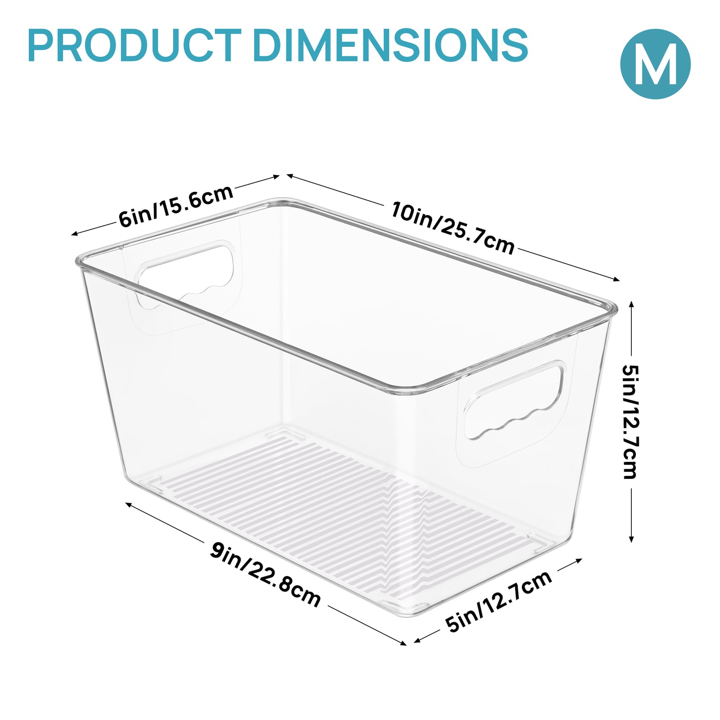 Sindcom Clear Plastic Storage Bins, 4 PCS Pantry Organizer Bins with Handle,Medium