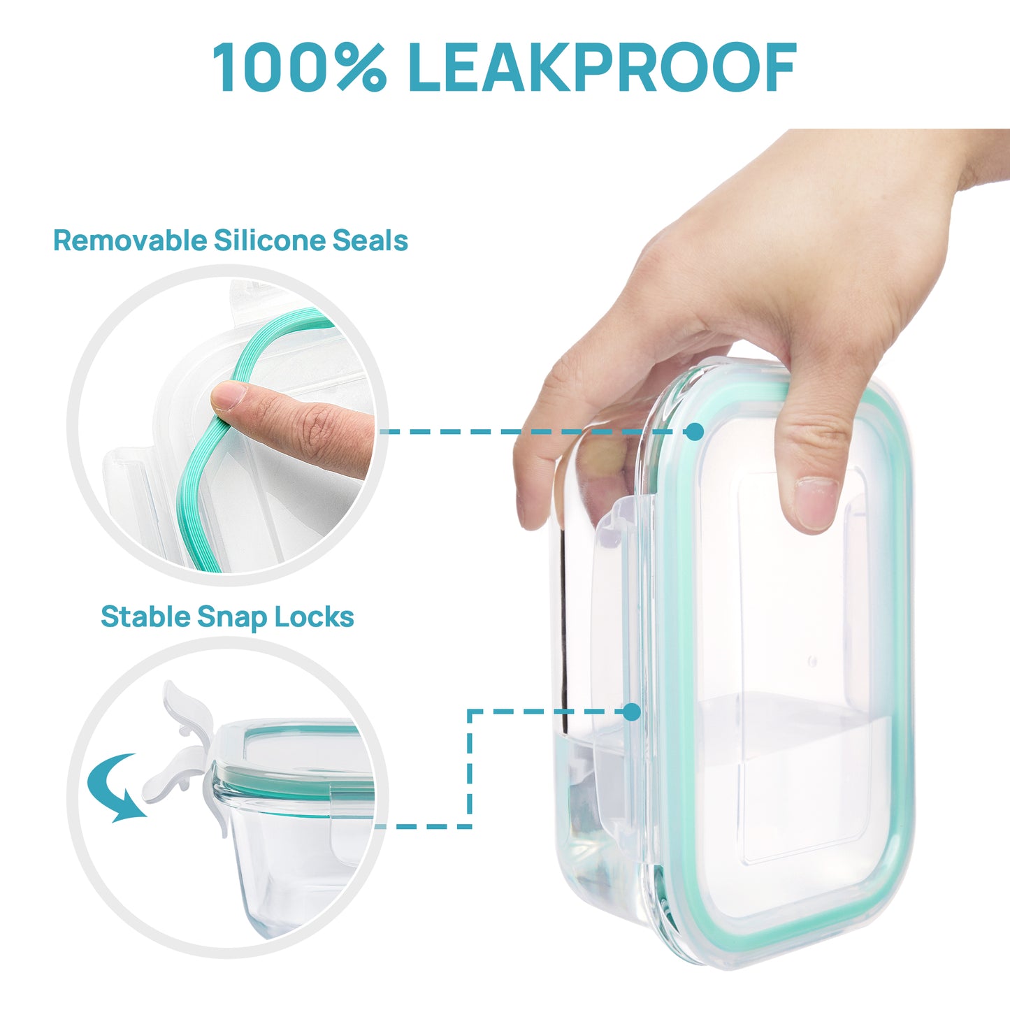 Sindcom 7 Pack Glass Food Storage Containers, Meal Prep, Airtight Bento Boxes with Leak Proof Locking Lids