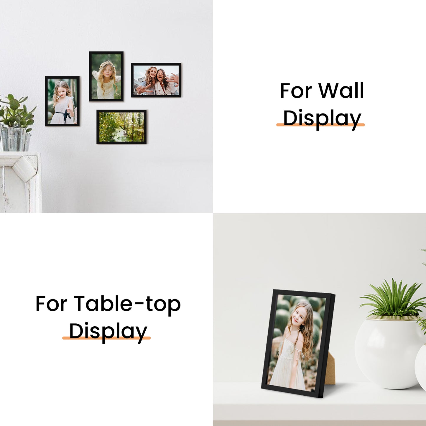 Sindcom 6 Pack 4x6 Picture Frames,Display Pictures 3.5x5 with Mat or 4x6 Without Mat,Gallery Wall Photo Frames, Black