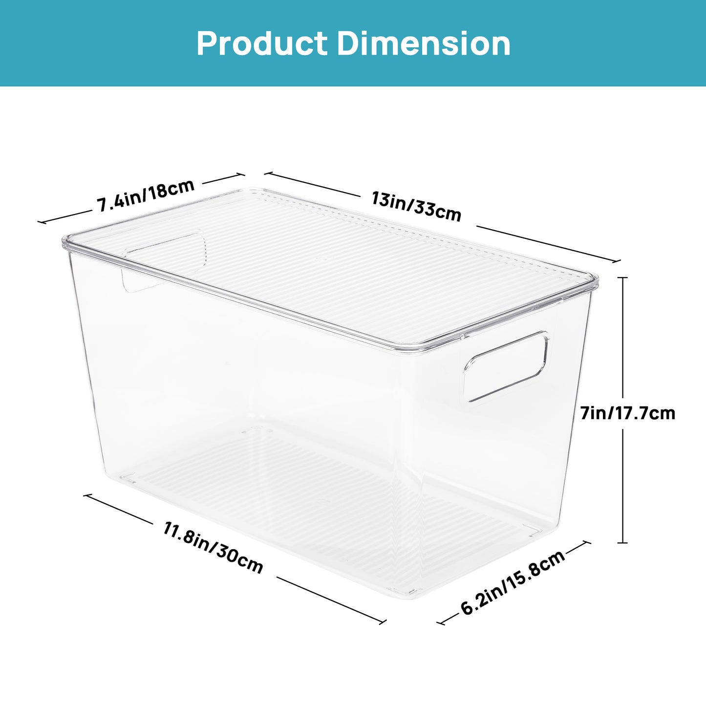 Sindcom 4 Pack Clear Plastic Storage Bins with Lids, Pantry Organizer, for Cabinet, Kitchen, XLarge