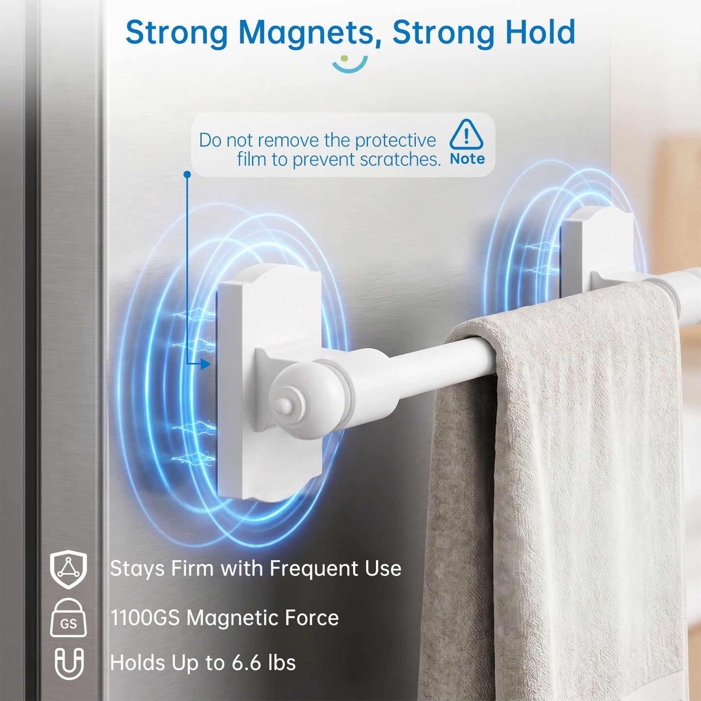 Sindcom 1 Pack Magnetic Curtain Rod, 16 to 28 Inches Adjustable Strong Magnet Bar for Door, Classroom Whiteboard, and Any Metal Space, No Drill Required, White
