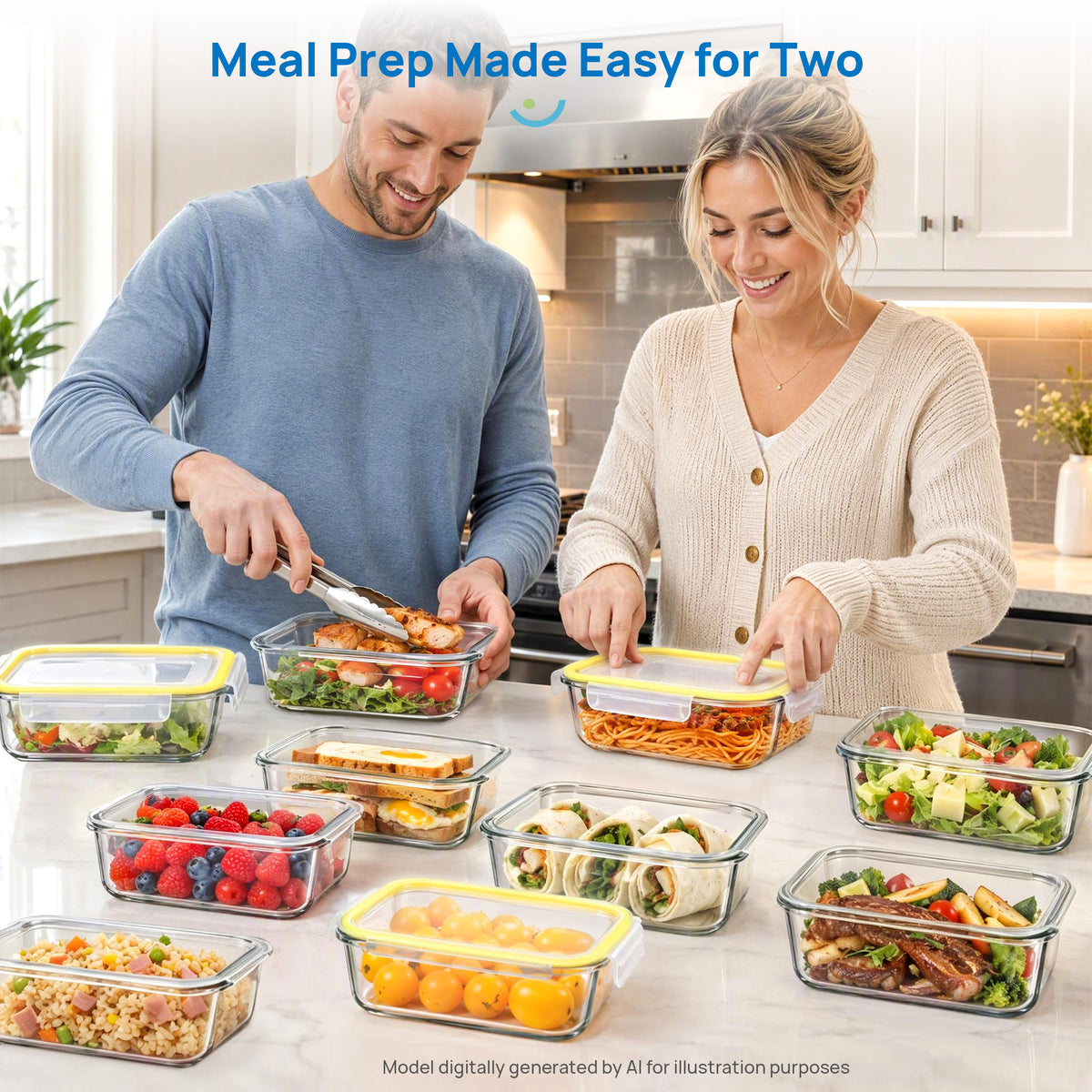10 Pack 22oz Glass Meal Prep Containers with Lids, Airtight Food Storage Jars Set for Kitchen Pantry, Leakproof Lunch Box, Oven & Freezer Safe