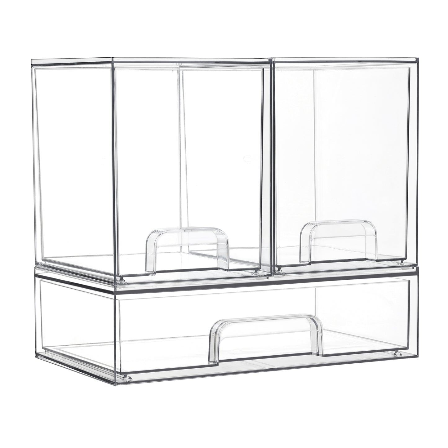 Sindcom Stackable Storage Drawers Set of 3,Clear Plastic Organizer Bins for Makeup, Cosmetics, Beauty Supplies