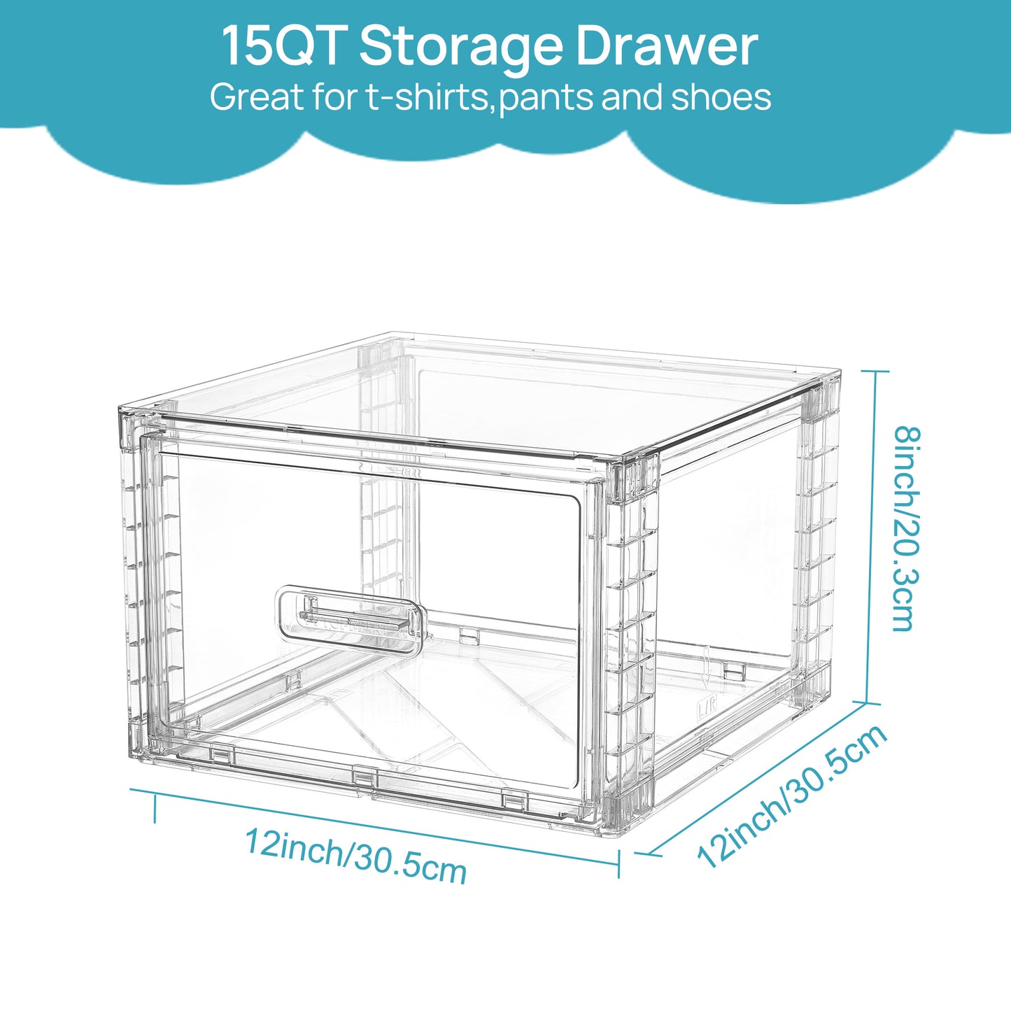 Sindcom 4 Pack Medium 18QT Clear Stackable Storage Drawers,Easily Assemble Closet Organizers,Plastic Storage Bins for Bathroom,Cabinet,Kitchen Pantry,Under Sink Organization