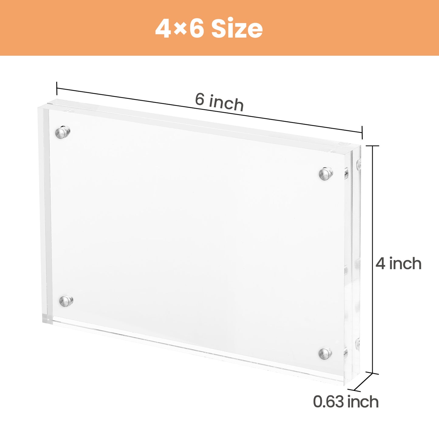Sindcom 4x6 Acrylic Frames 3 Pack, Frameless Clear Picture Frames, Double Sided Magnetic Picture Frames, Free Standing Desktop Display