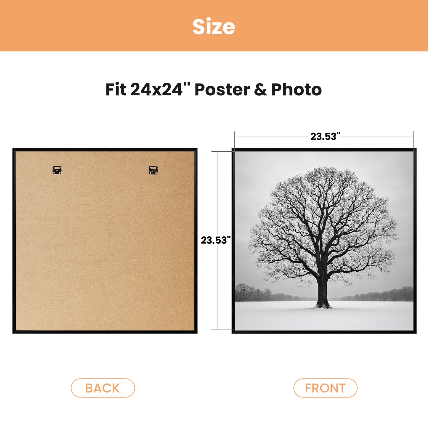 Sindcom 24x24 Picture Frames, Gallery Wall Poster Frames Set of 3, Black