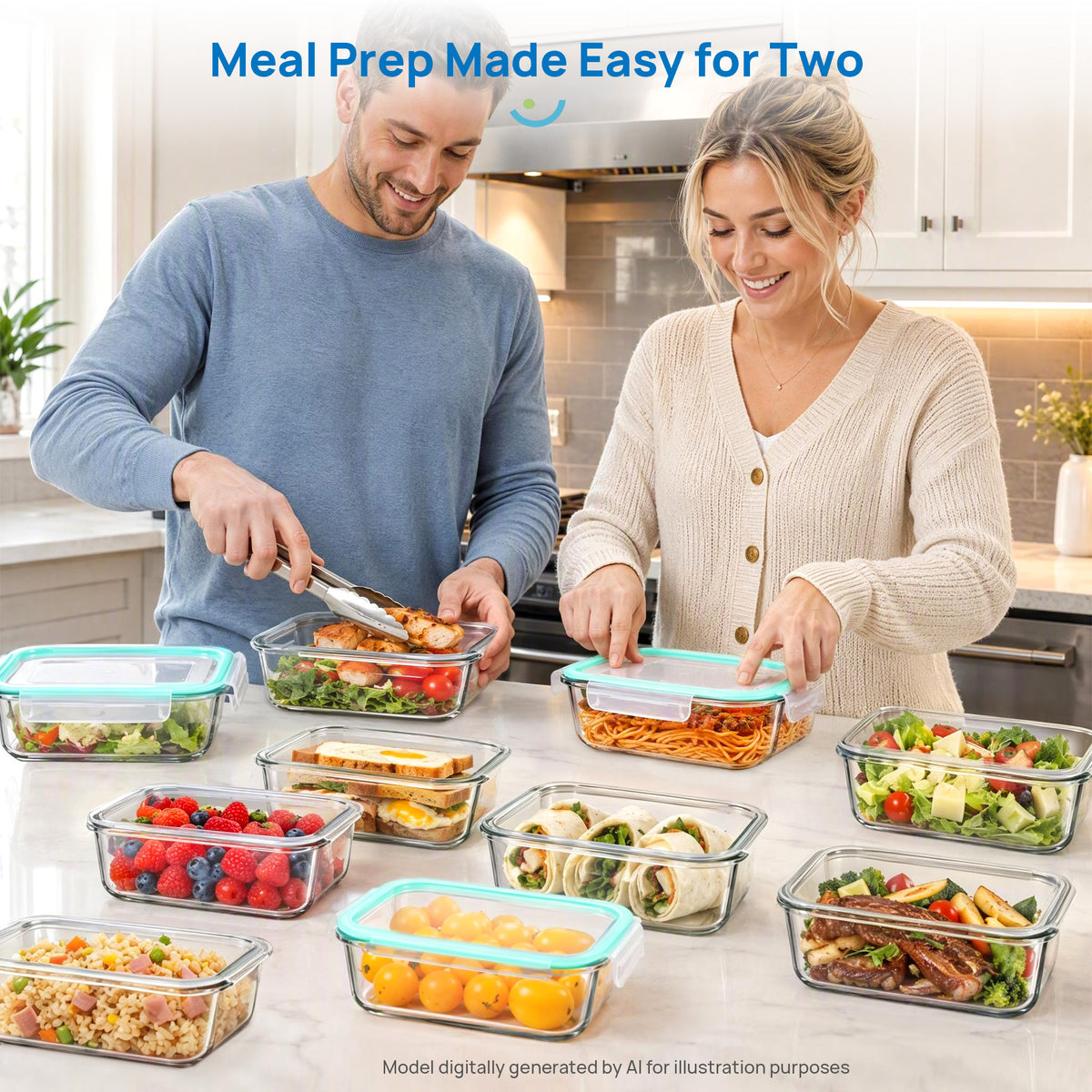 10 Pack 22oz Glass Storage Containers with Lids, Glass Meal Prep Food Container Sets with Snap Airtight Lids for Microwave, Oven, Freezer and Dishwasher