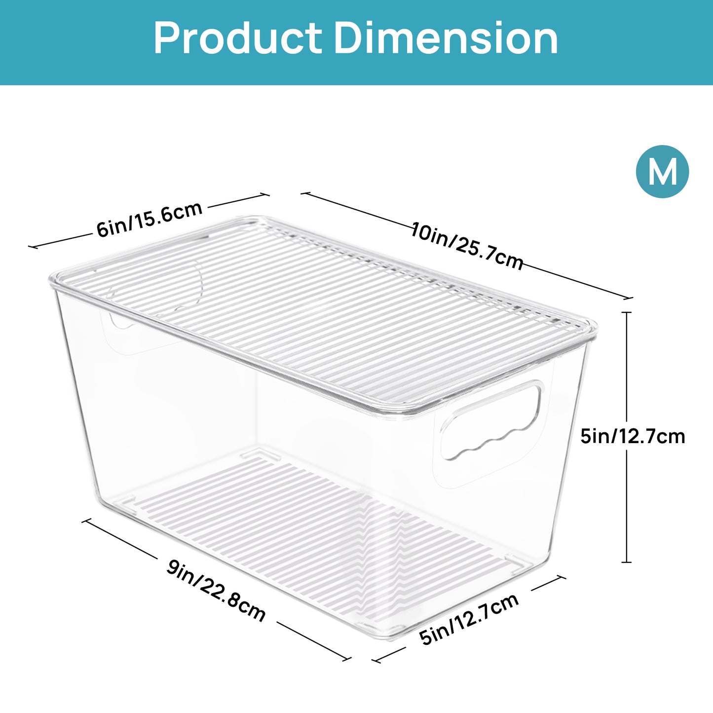 Sindcom 6 Pack Clear Plastic Storage Bins with Lids, Pantry Organizer, for Cabinet, Kitchen, Medium