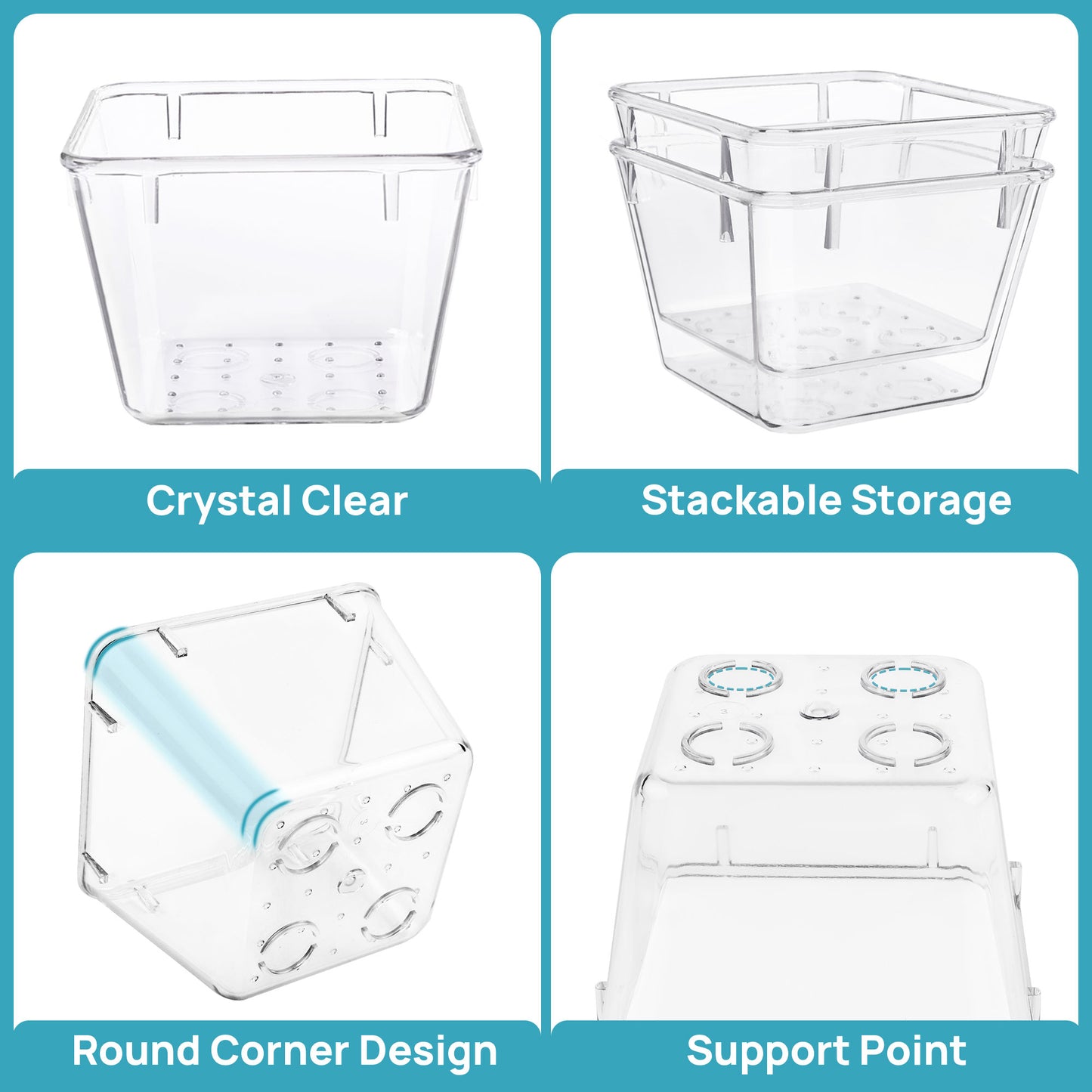 Sindcom 11 PCS Clear Plastic Drawer Organizers Set, 4-Size Versatile Bathroom and Vanity Trays