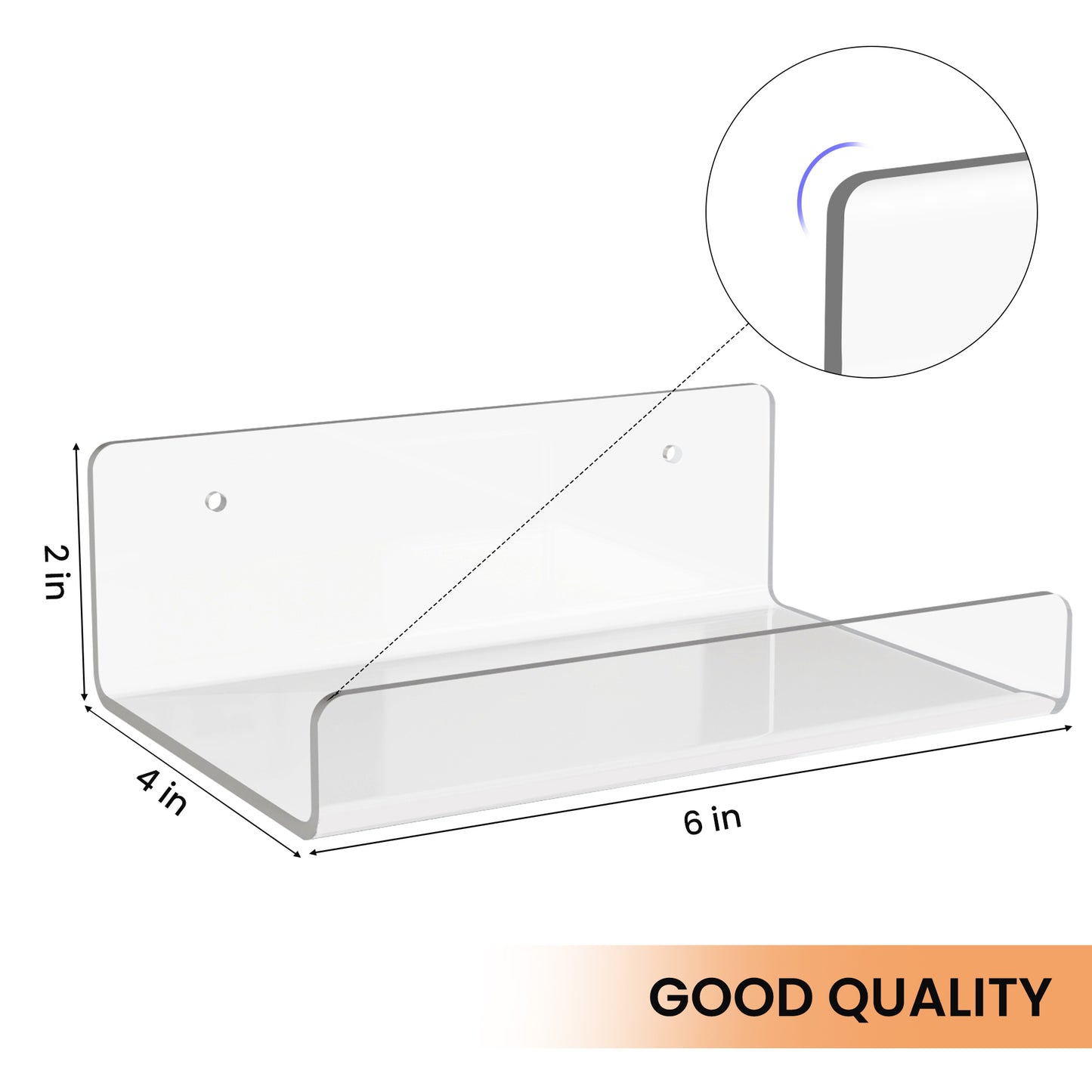 Acrylic Floating Shelves Wall Mounted, Sindcom 5pack Clear Acrylic Shelves 6x4