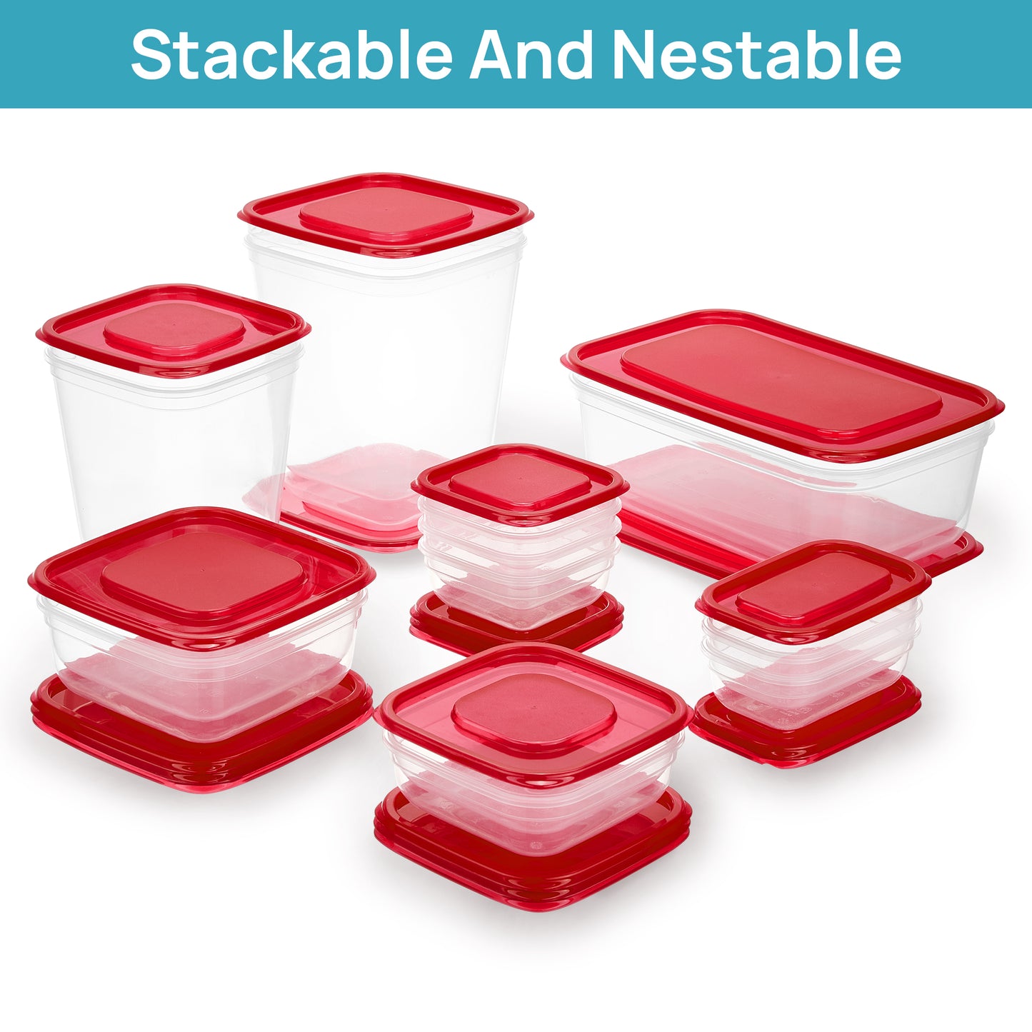 Sindcom 34 Pieces Meal Prep Containers, 7-Size ，Plastic Food Storage Containers with Lids for Lunch,Leftover