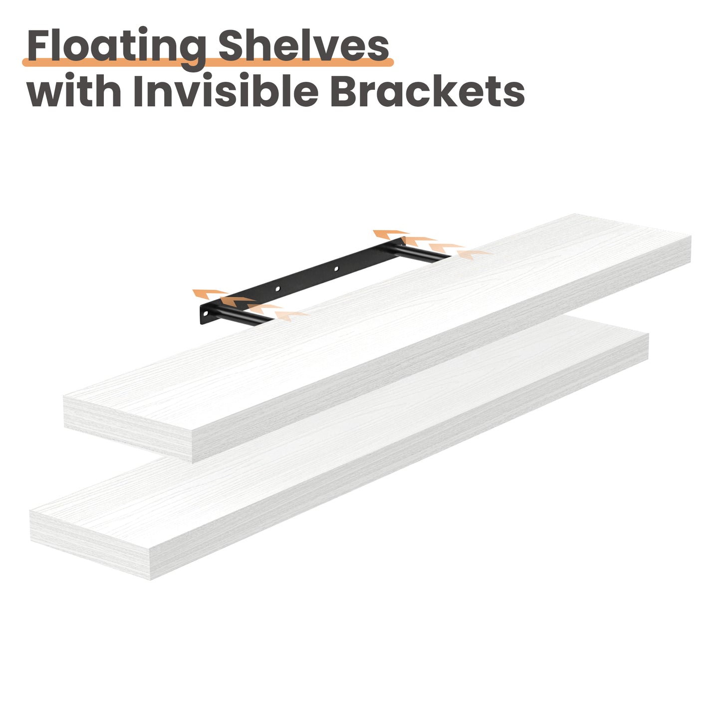 Sindcom 35.5in Floating Shelves, 3-Pack Wood Wall Shelf Set with Invisible Brackets,White
