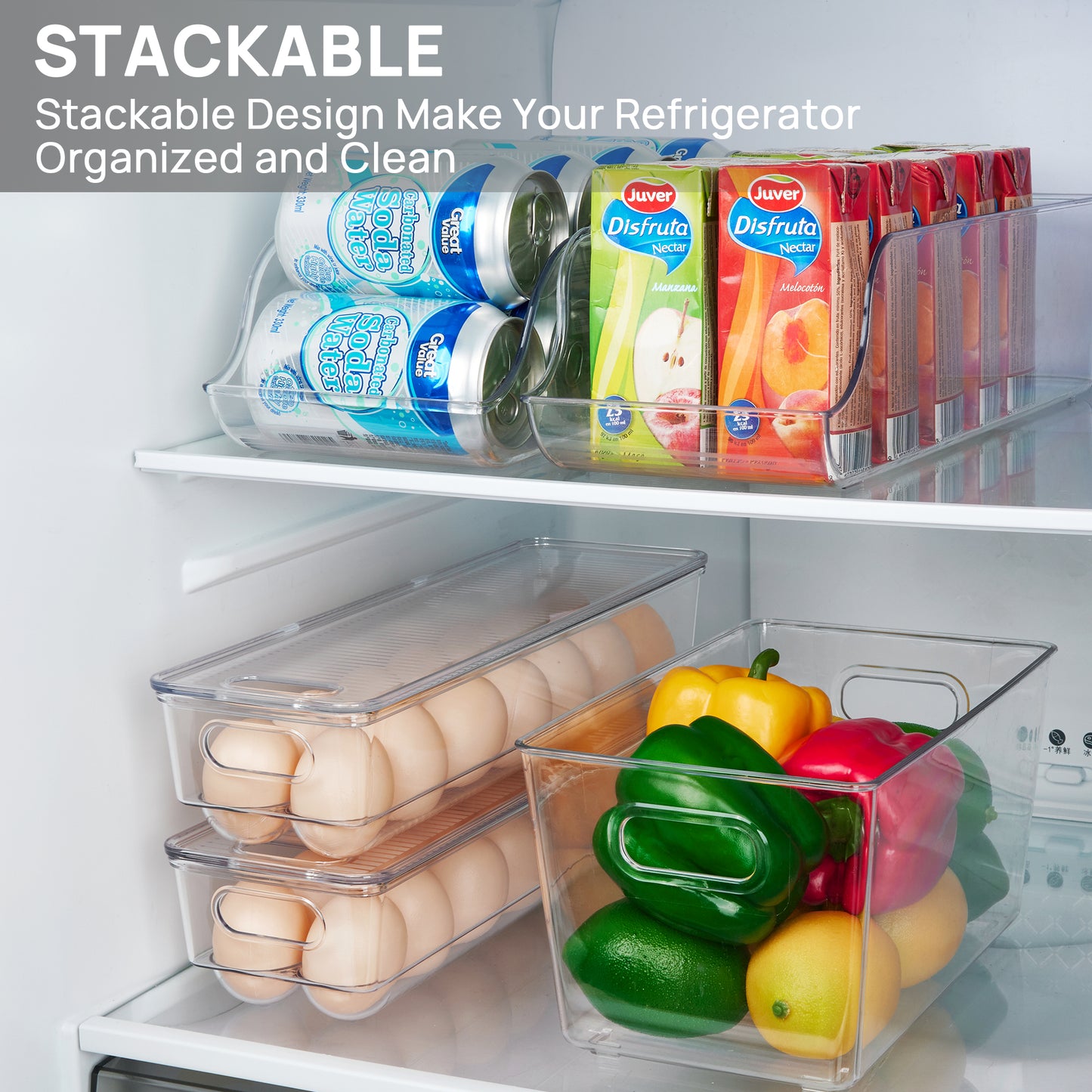 Sindcom Egg Storage Container for Refrigerator, 2 PACK Egg Holder, Stackable Tray Holds 14 Eggs