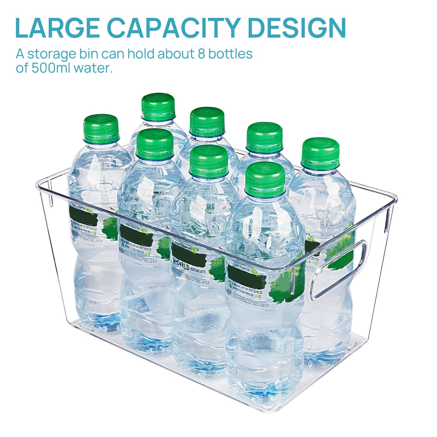 Sindcom 4 Pack Clear Plastic Storage Bins with Handles, Pantry Organizer Bins, for Refrigerator, Freezer, Cabinet, Kitchen, Countertops, Large