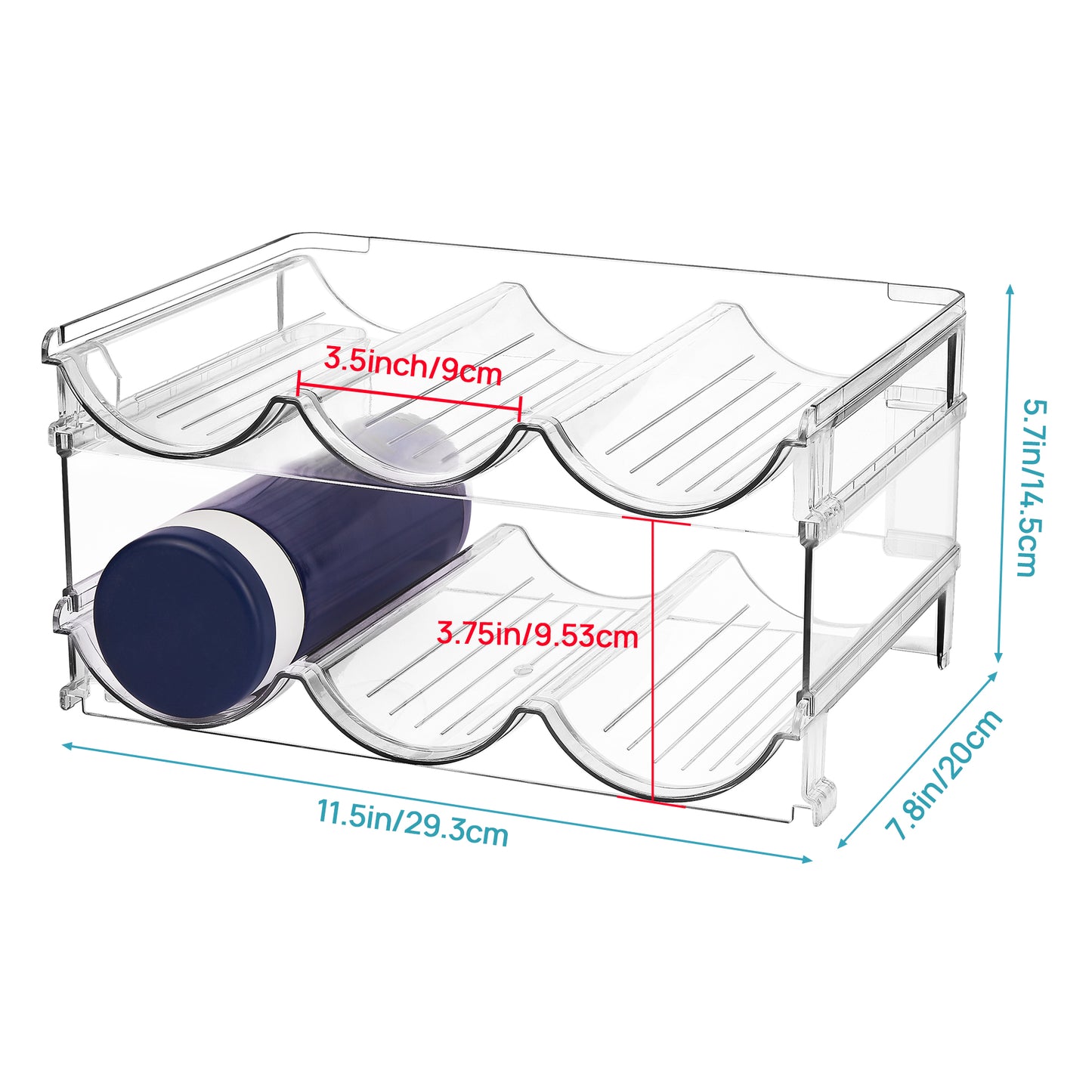 Sindcom 4 Pack Stackable Bottle Holder Storage Rack, Plastic Water Bottle Organizer, Clear