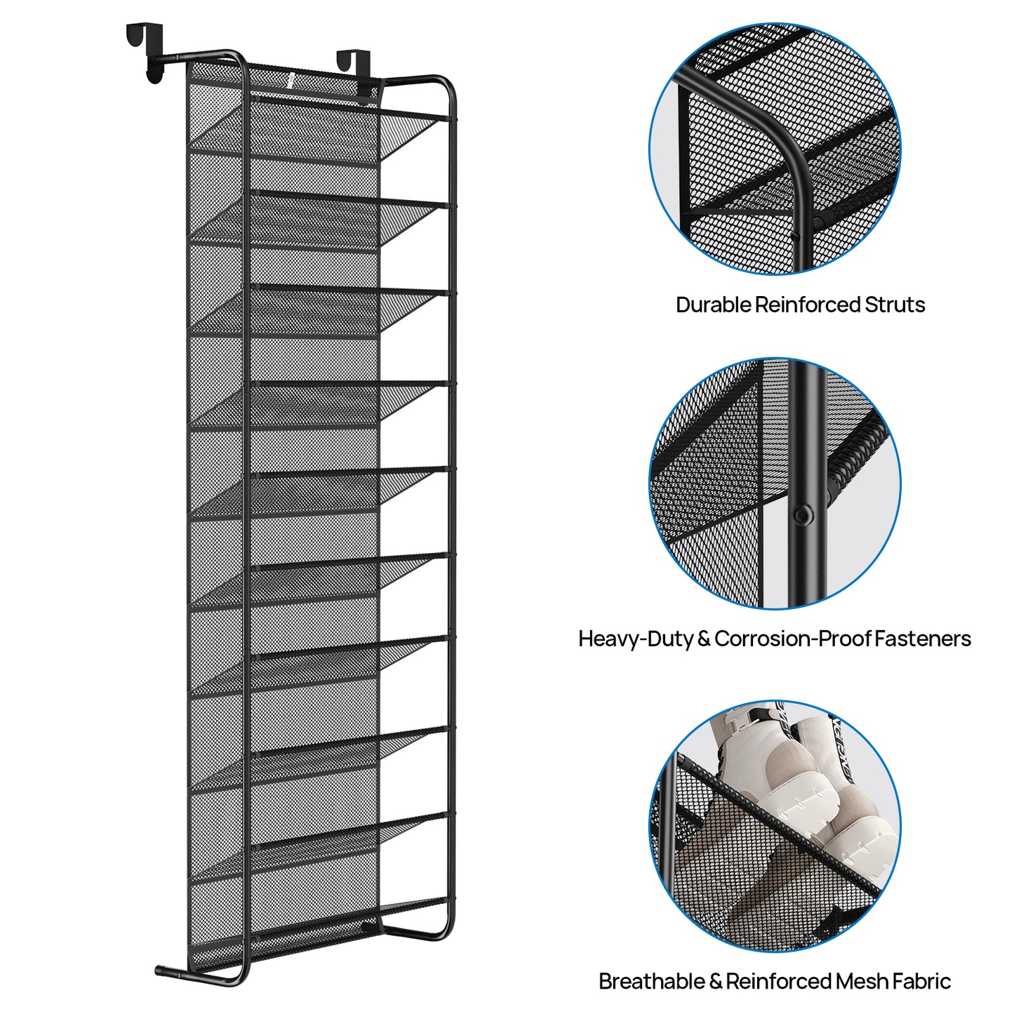 Sindcom 10-Tier over the Door Shoe Rack for 30 Pairs, Metal