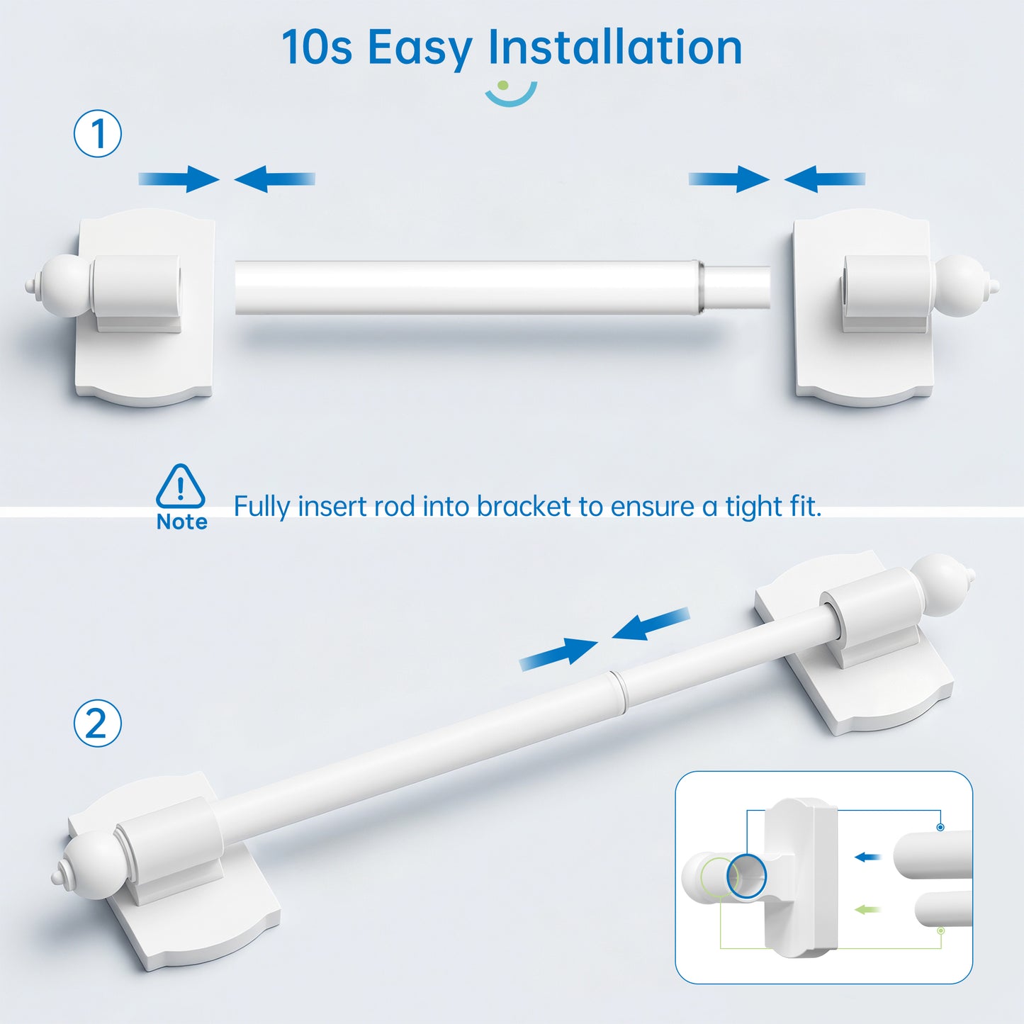 Sindcom 1 Pack Magnetic Curtain Rod, 16 to 28 Inches Adjustable Strong Magnet Bar for Door, Classroom Whiteboard, and Any Metal Space, No Drill Required, White