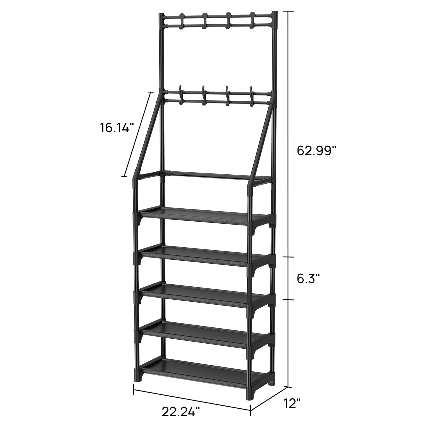 5-Tiers Shoe Rack, Shoe Storage Organizer for Entryway Closet, Black