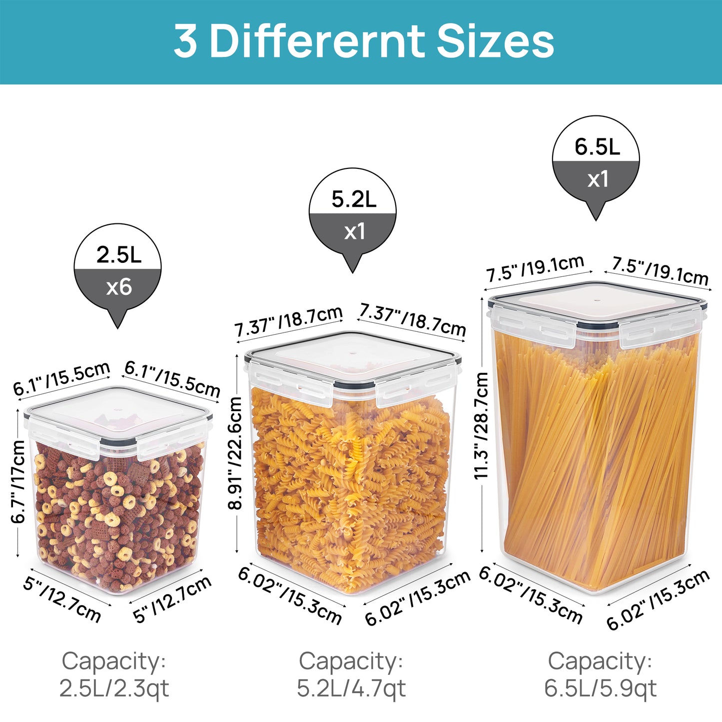 Sindcom 8 pcs Large Airtight Food Storage Containers,Flour Canisters, for Kitchen Organization