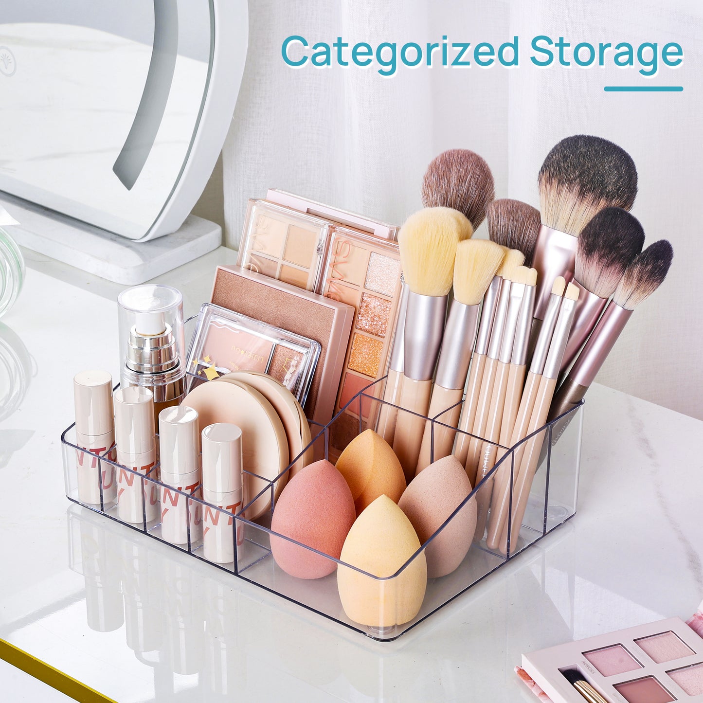 Sindcom 4 Tier Clear Makeup Organizer with Drawer, Plastic Cosmetic Storage, Beauty Holder