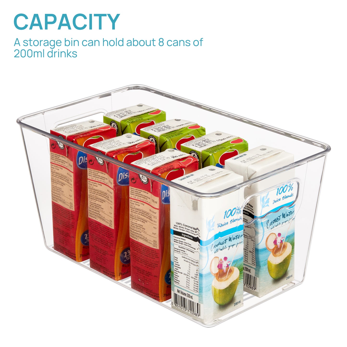 Sindcom Clear Plastic Storage Bins, 4 PCS Pantry Organizer Bins with Handle,Medium