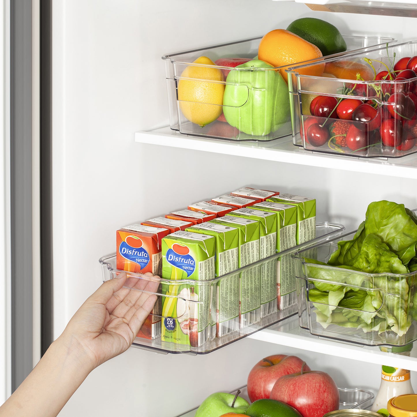 Sindcom Refrigerator Organizer Bins, 8pcs Clear Bins, Pantry Kitchen Organization and Storage, 12.5" Long