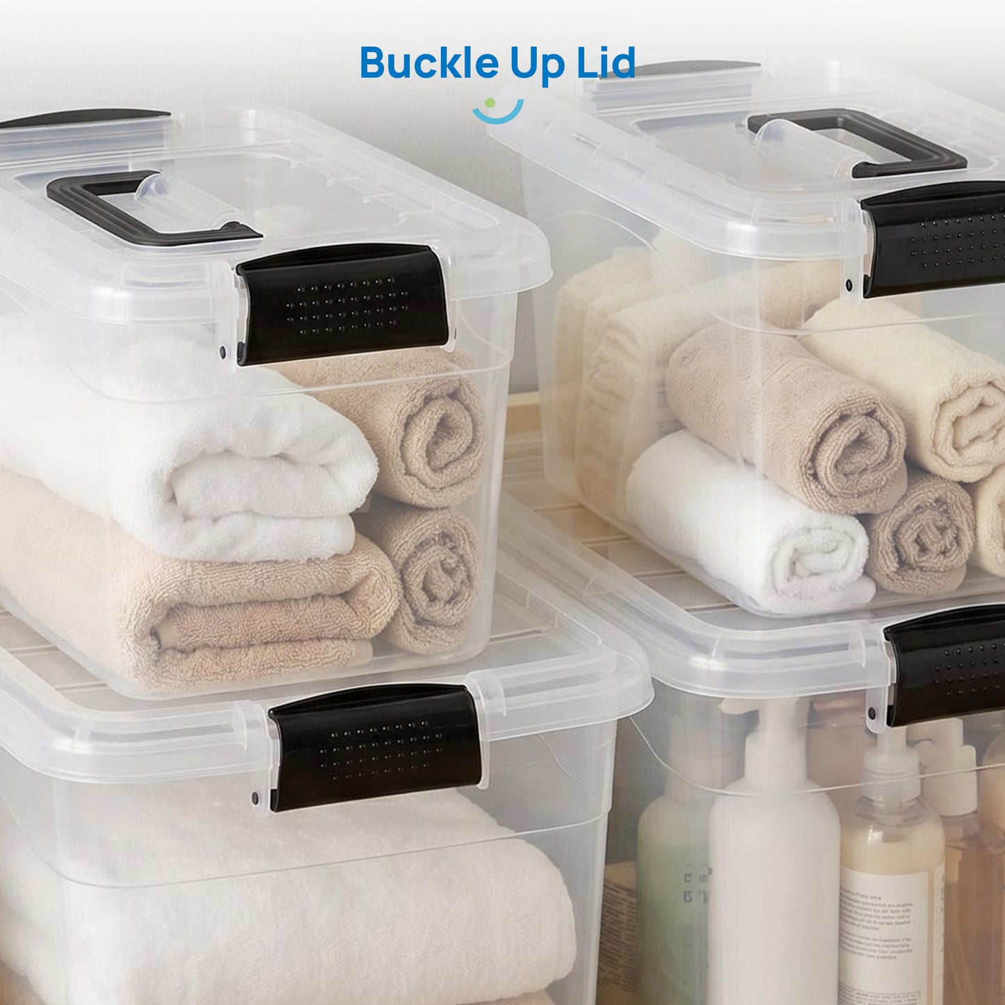 Sindcom 4-Pack Clear Storage Bins Set with Lids Stackable Plastic, Large (18QT2PACK) and Small ( 6QT2PACK)