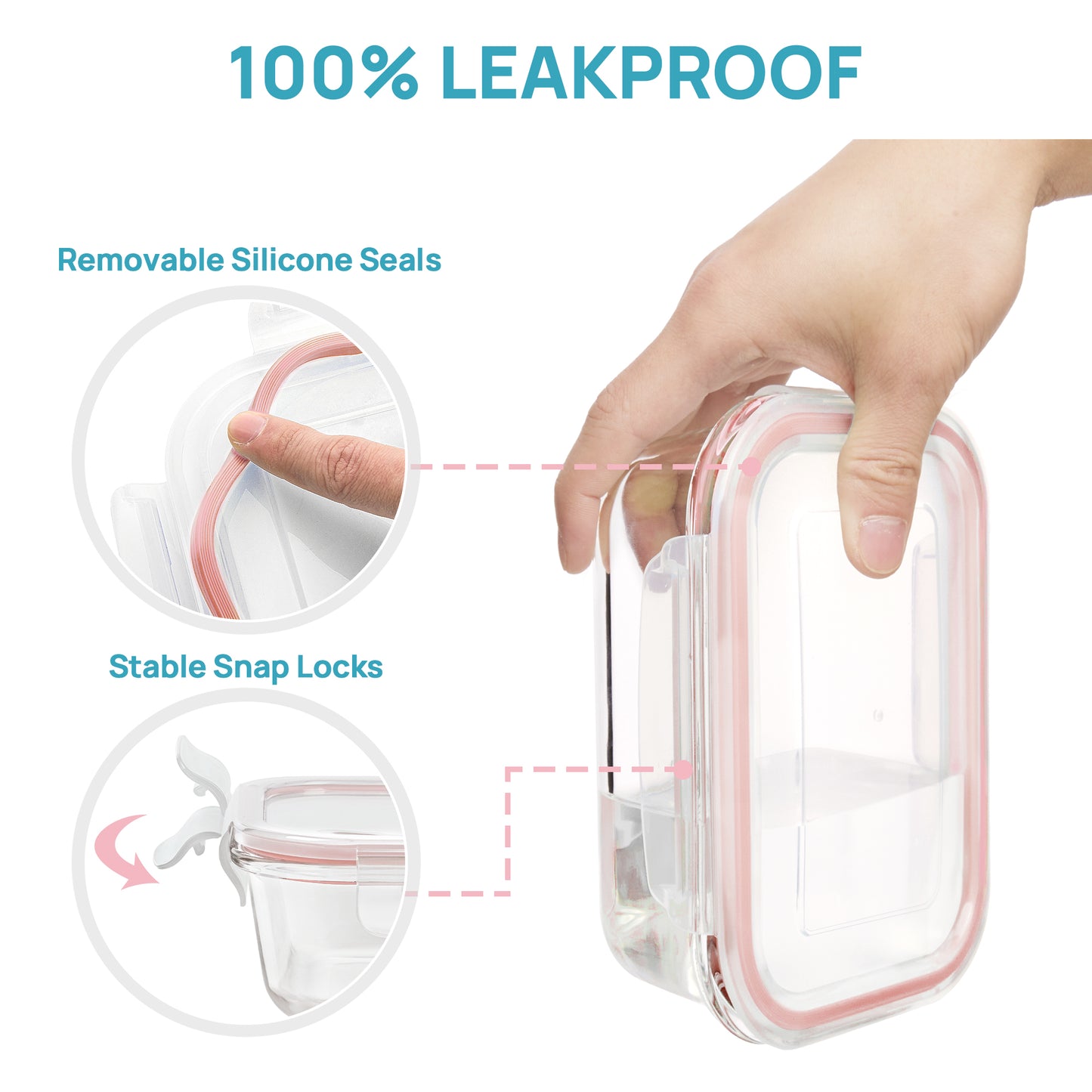 Sindcom 7 Pack Glass Food Storage Containers, Meal Prep, Airtight Bento Boxes with Leak Proof Locking Lids,Colorful