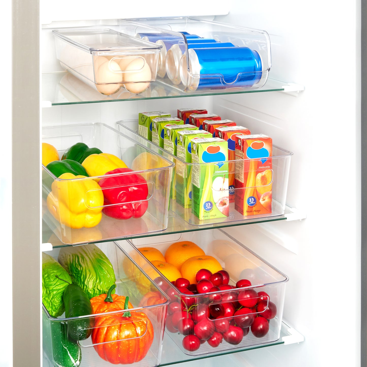 Sindcom Set of 10 Fridge Organizer, Refrigerator Organizing Bins with Handles, BPA-Free Clear Plastic Fridge Storage Containers