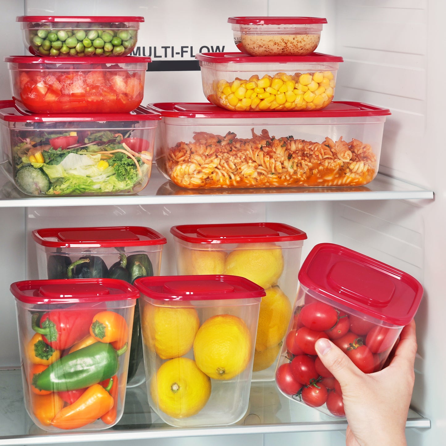 Sindcom 68 Pcs Plastic Food Storage Containers with Lids, 7-Size Versatile Meal Prep Container Reusable for Lunch, On the Go, Leftover, Dishwasher and Freezer Safe, Stackable for Kitchen Organizer