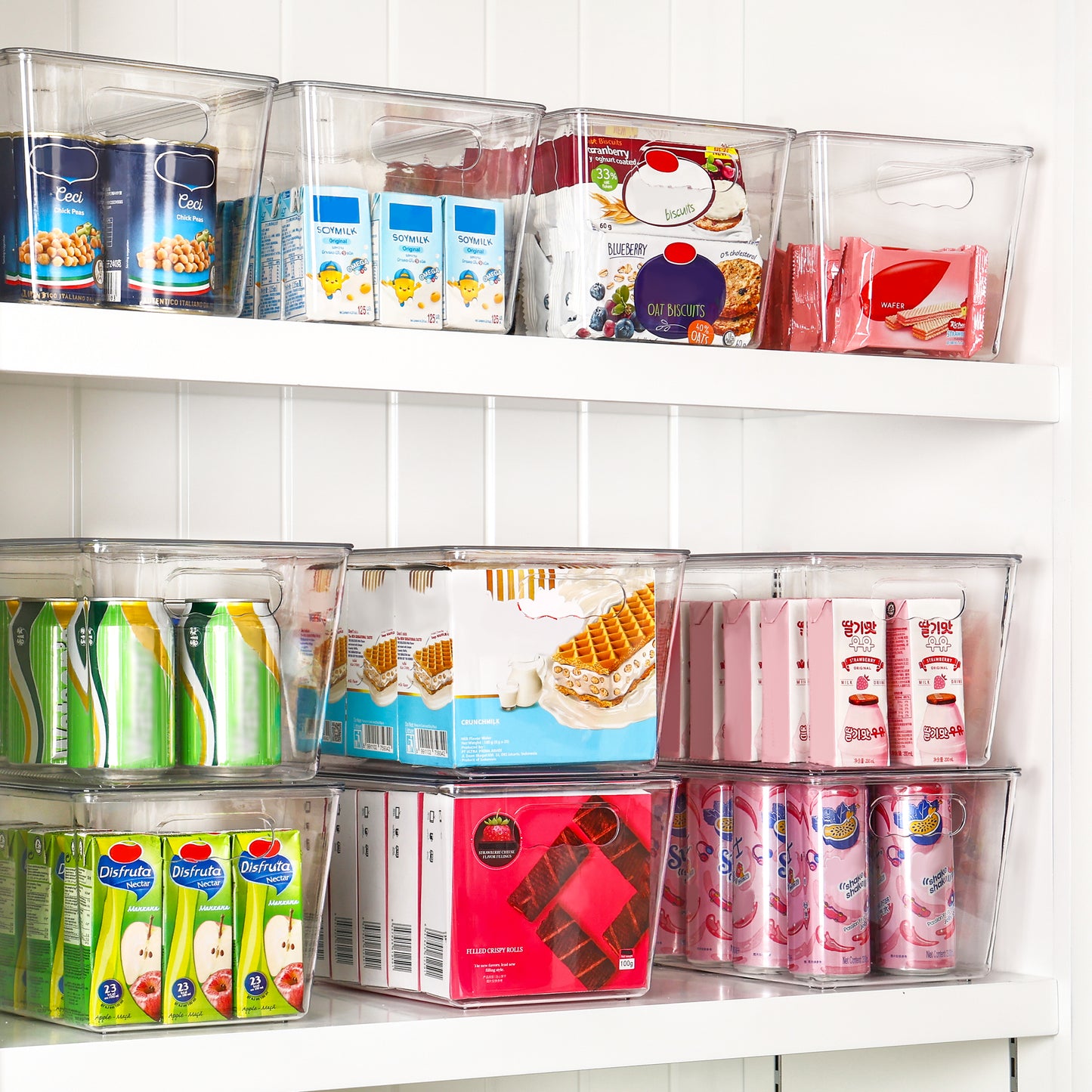 Sindcom 7 Pack Clear Plastic Storage Bins with Lids, Pantry Organizer, for Cabinet, Kitchen, Large