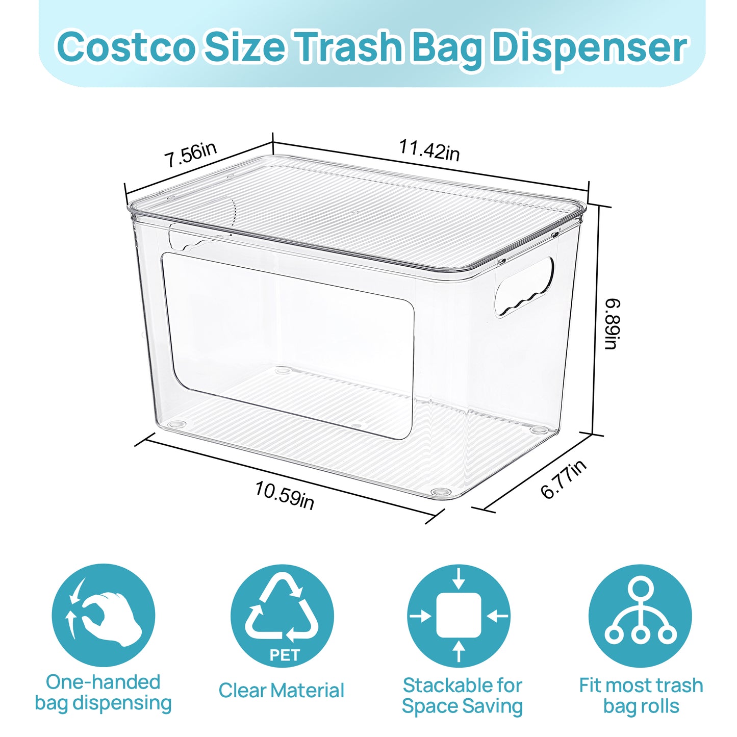 Sindcom Under Sink Trash Bag Holder & Dispenser, 2-Pack Stackable Organizer Bins for 13/30/33 Gallon Garbage Bags, Clear Storage for Kitchen, Laundry Room & Bathroom Organization