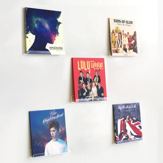 Sindcom Vinyl Record Holder Wall Mount Album Shelve Record Holder , Easy Install Acrylic Vinyl Display Shelf in Office Home,5 Pcs