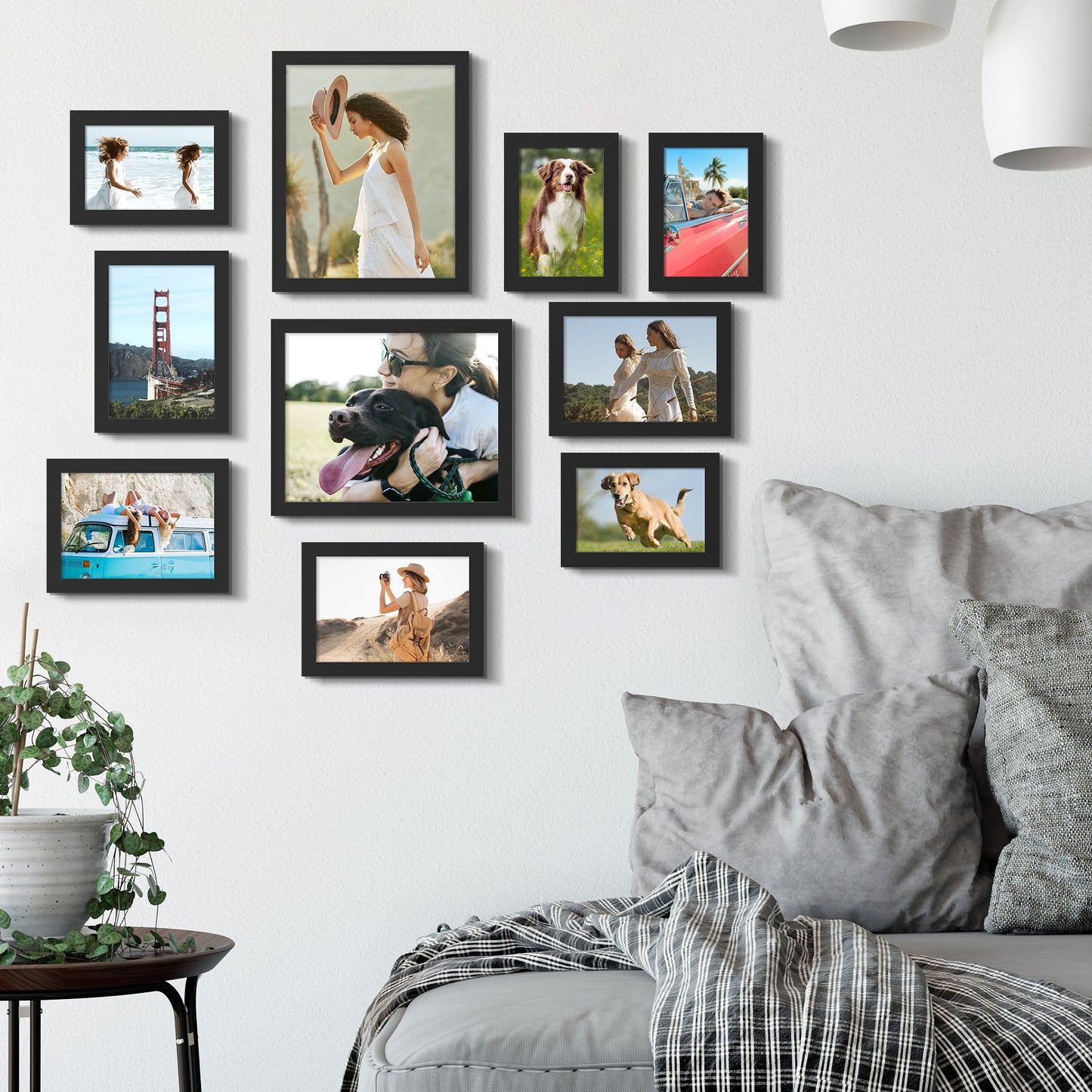 "Sindcom 10 Pack Collage Picture Frame,Gallery Wall Frame Set for Wall or Tabletop Display,Black Photo Frame ,Multi Sizes Fits Two 8x10,Four 5x7,and Four 4x6 Photo"