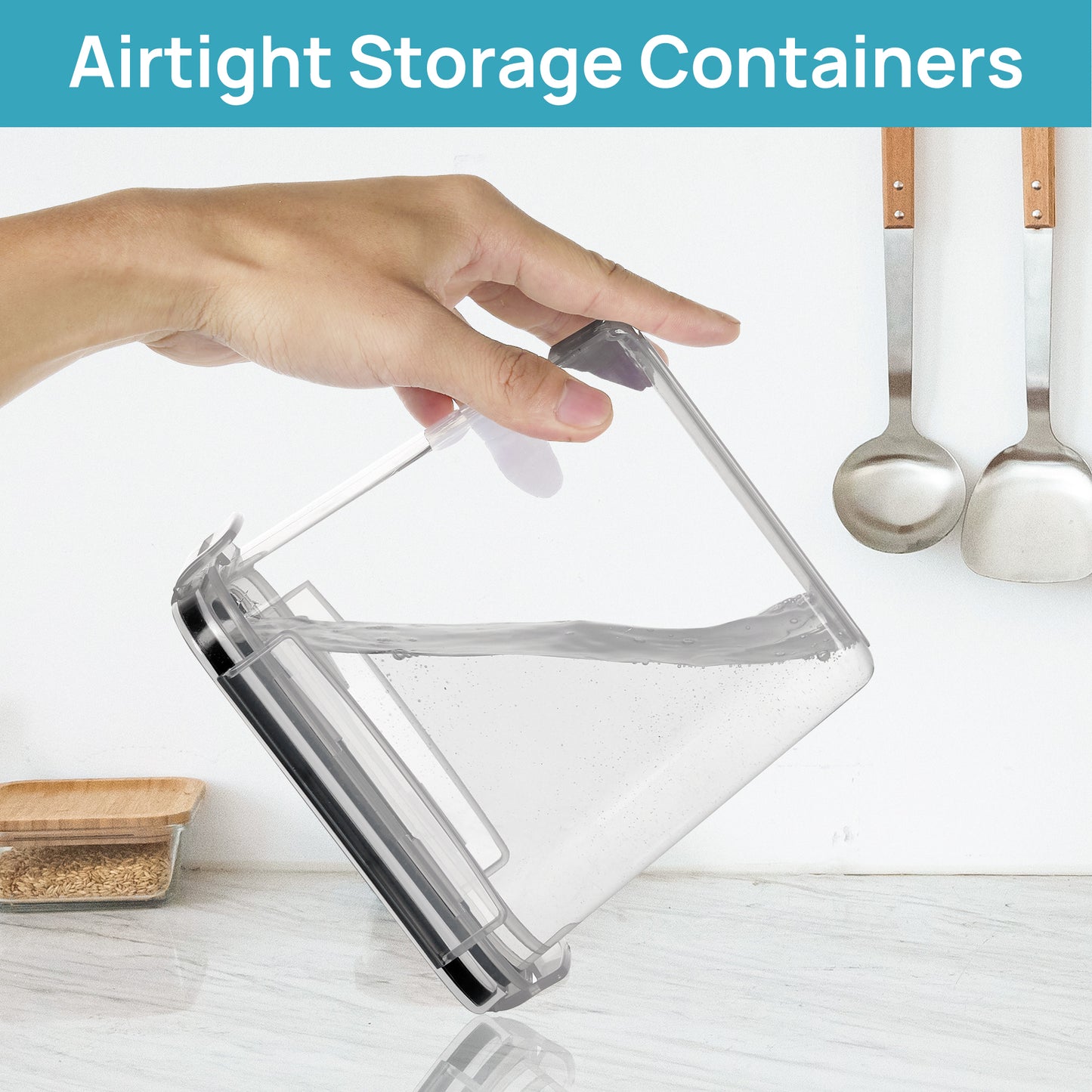 Sindcom Airtight Food Storage Containers Set, 38pcs Plastic Kitchen and Pantry Organization Canisters, Black