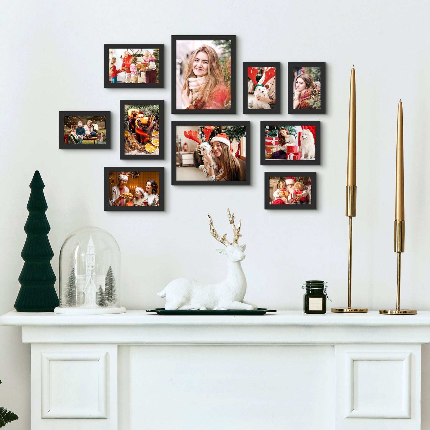 "Sindcom 10 Pack Collage Picture Frame,Gallery Wall Frame Set for Wall or Tabletop Display,Black Photo Frame ,Multi Sizes Fits Two 8x10,Four 5x7,and Four 4x6 Photo"