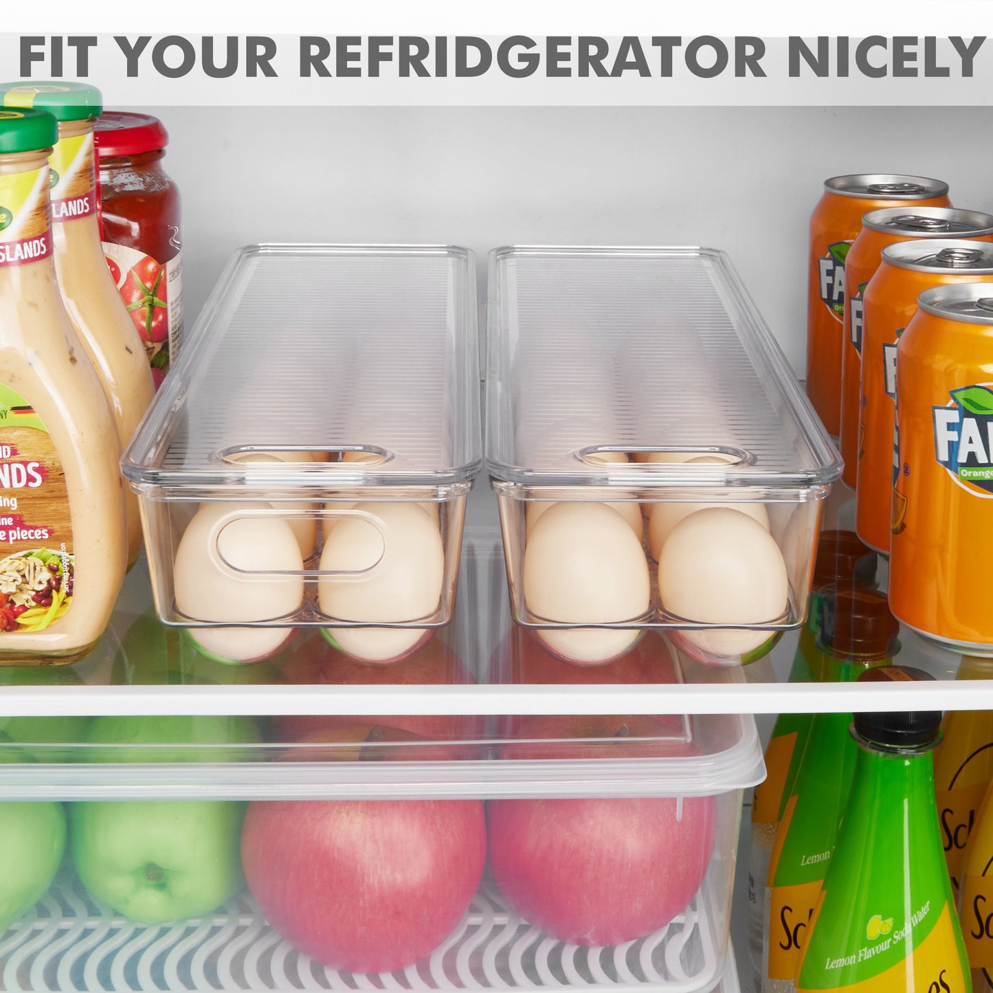 Sindcom Egg Storage Container for Refrigerator, 2 PACK Egg Holder, Stackable Tray Holds 14 Eggs