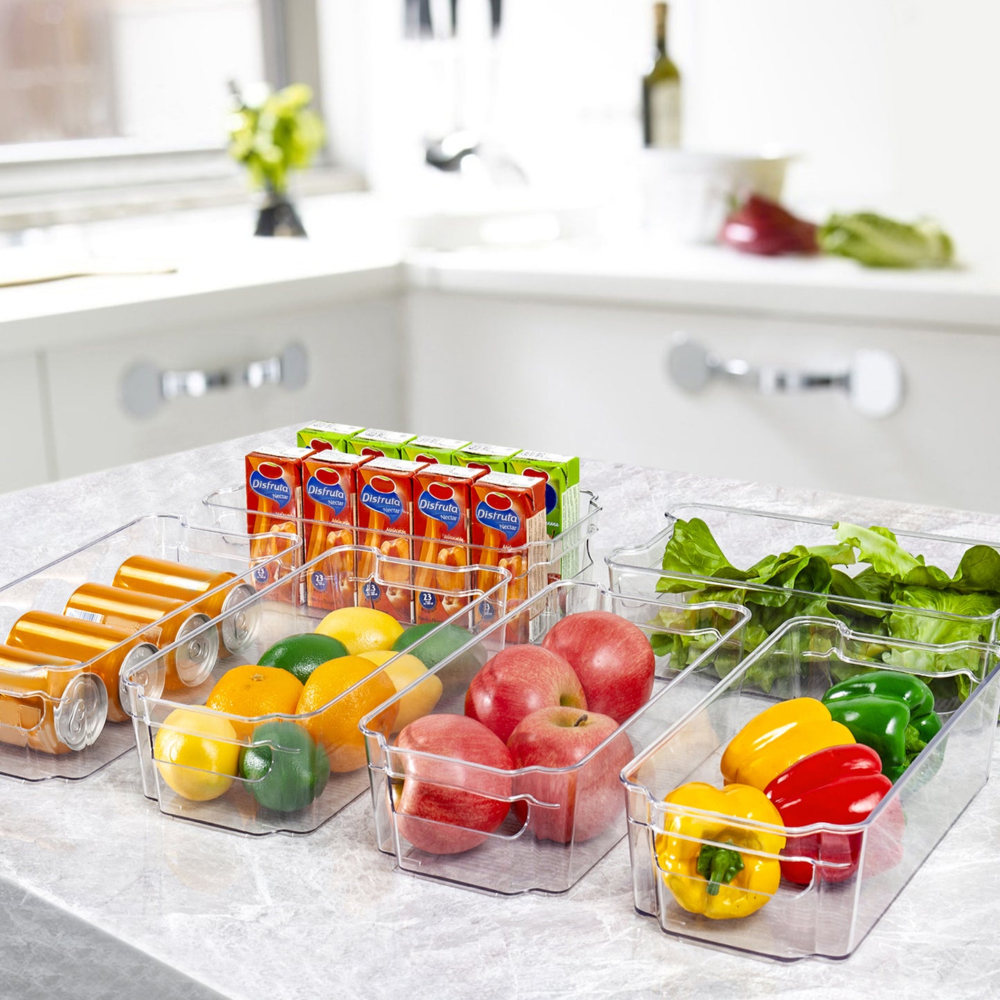 Sindcom Refrigerator Organizer Bins, 8pcs Clear Bins, Pantry Kitchen Organization and Storage, 12.5" Long