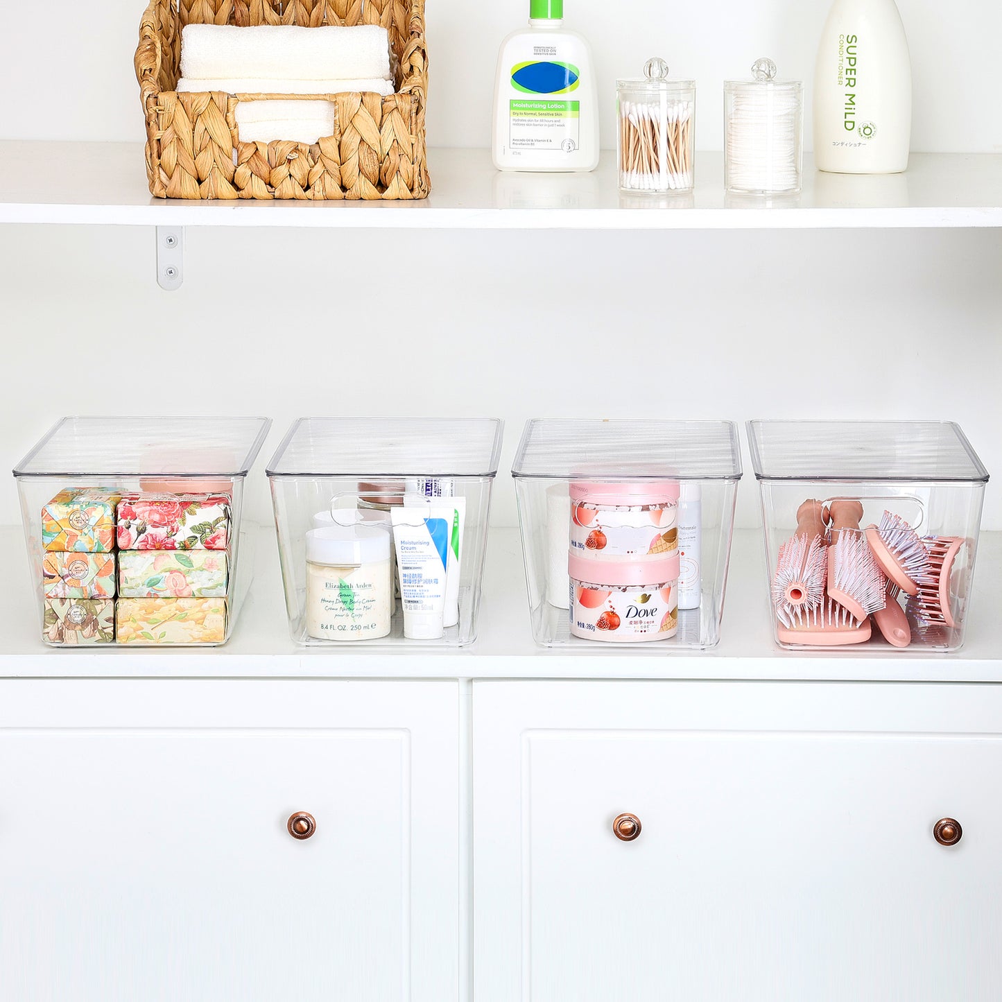 Sindcom 10 Pack Clear Stackable Storage Bins with Lids, Large Plastic Containers with Handle for Pantry Organizer and Storage,Perfect for Kitchen,Fridge,Cabinet, Closet,Bathroom Organization