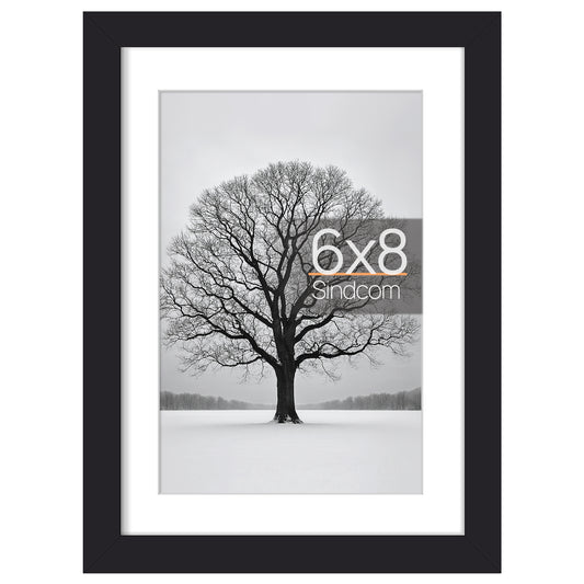 Sindcom 6 x 8 Picture Frame , Black , 1 Pack , Gallery Wall Frame to Display Pictures 5x7 with Mat or 6 x 8 Without Mat