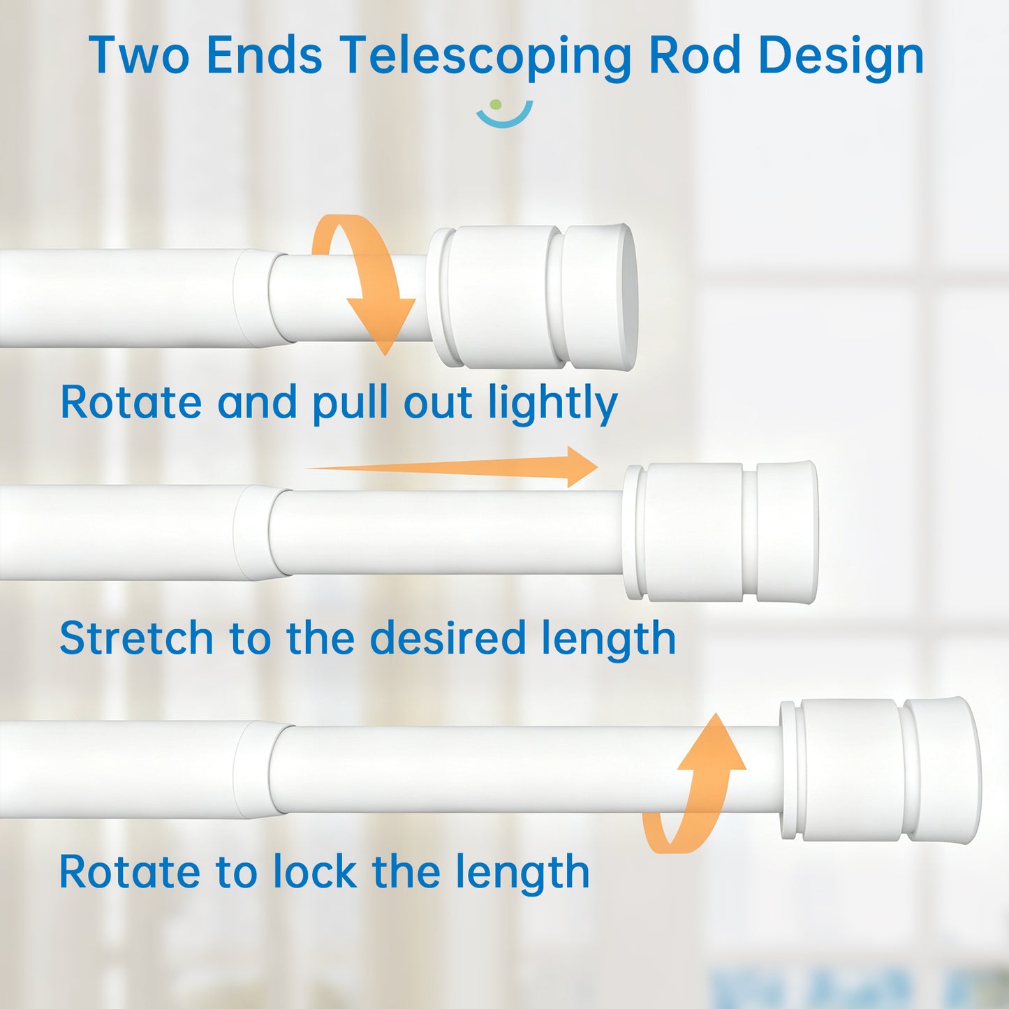 Sindcom Matte White Curtain Rods for Windows 66 to 120 Inches, 1 Inch Diameter Adjustable Heavy Duty Drapery Rod with Brackets for Living Room, 28"-132"