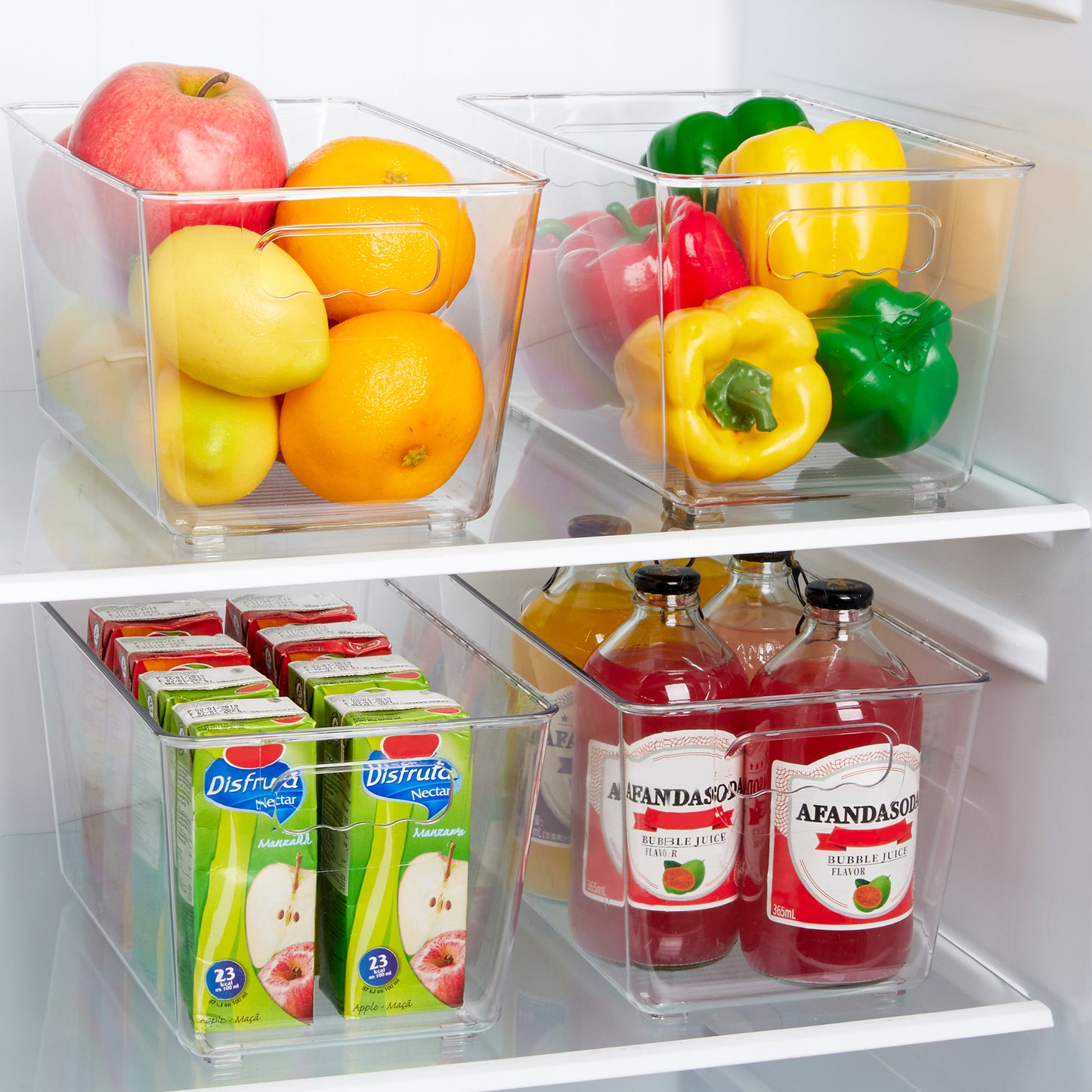 Sindcom Clear Plastic Storage Bins, 4 PCS Pantry Organizer Bins with Handle,Medium