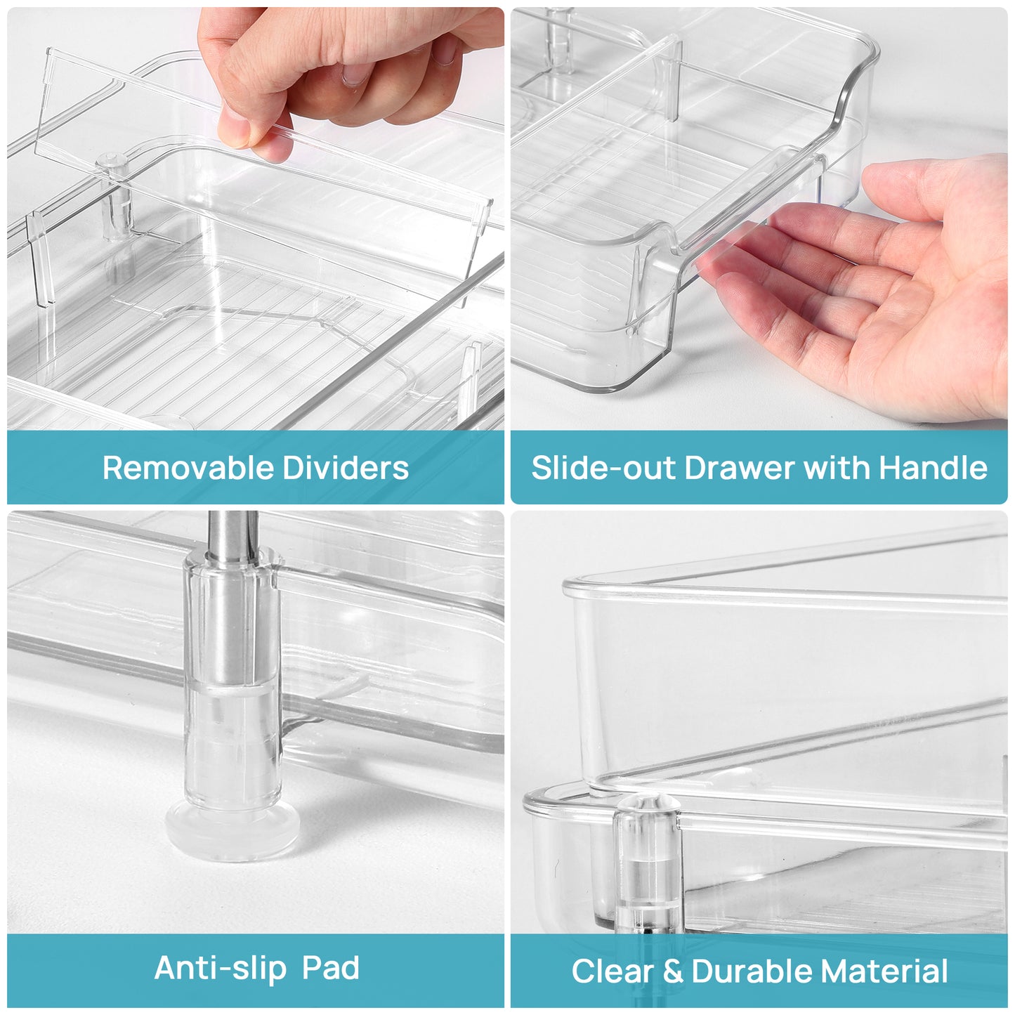 Sindcom 3 Pack 2 Tier Bathroom Under Sink Organizers and Storage, Clear Kitchen Pantry Organization, Pull Out Medicine Cabinet Organizer with Movable Dividers