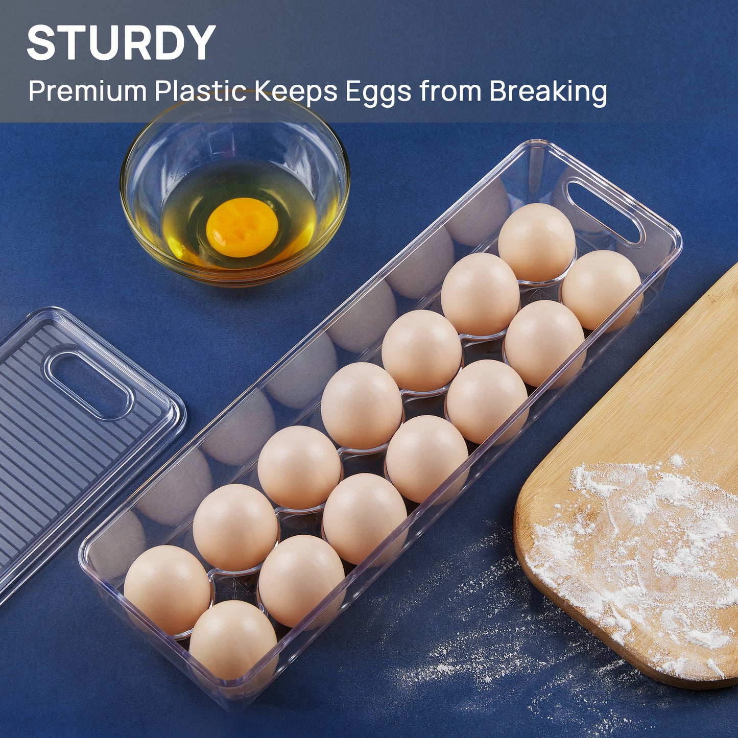 Sindcom Egg Storage Container for Refrigerator, 2 PACK Egg Holder, Stackable Tray Holds 14 Eggs