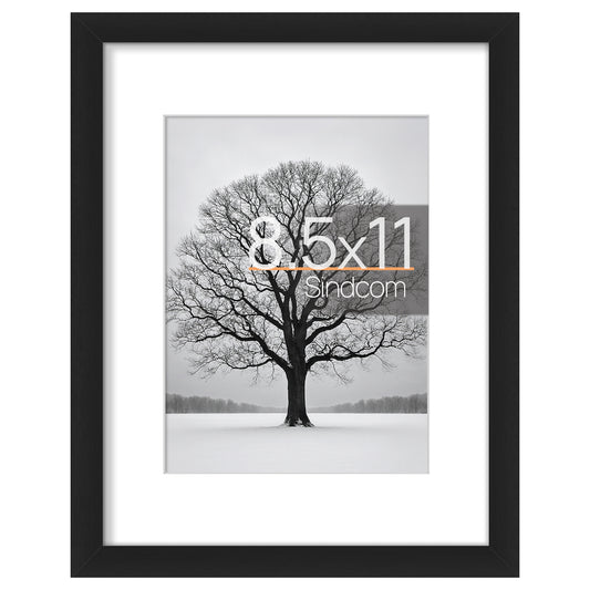 Sindcom 8.5 x 11 Picture Frame , Black , 1 Pack , Gallery Wall Frame to Display Pictures 6x8 with Mat or 8.5 x 11 Without Mat