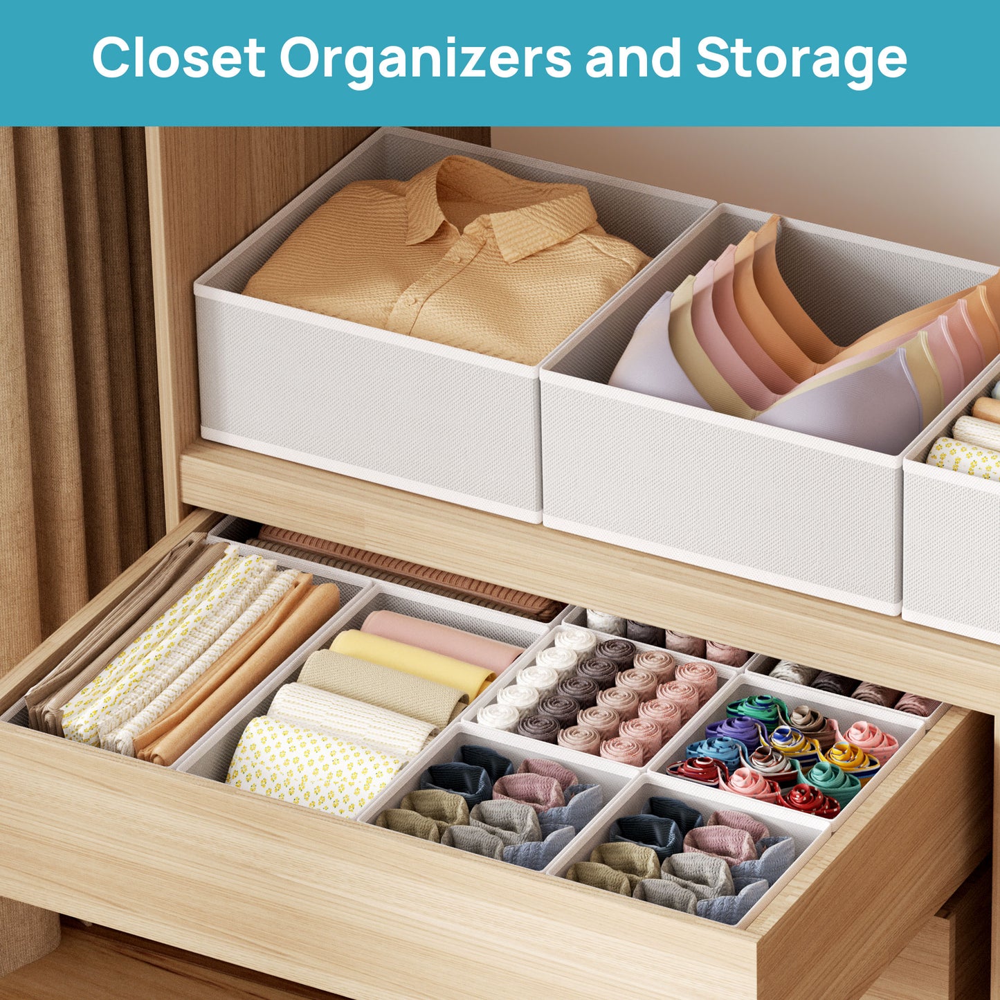 Sindcom 10 Pack Drawer Organizer for Clothes, Dresser Drawer Organizer, Cabinet Organizer,Gray