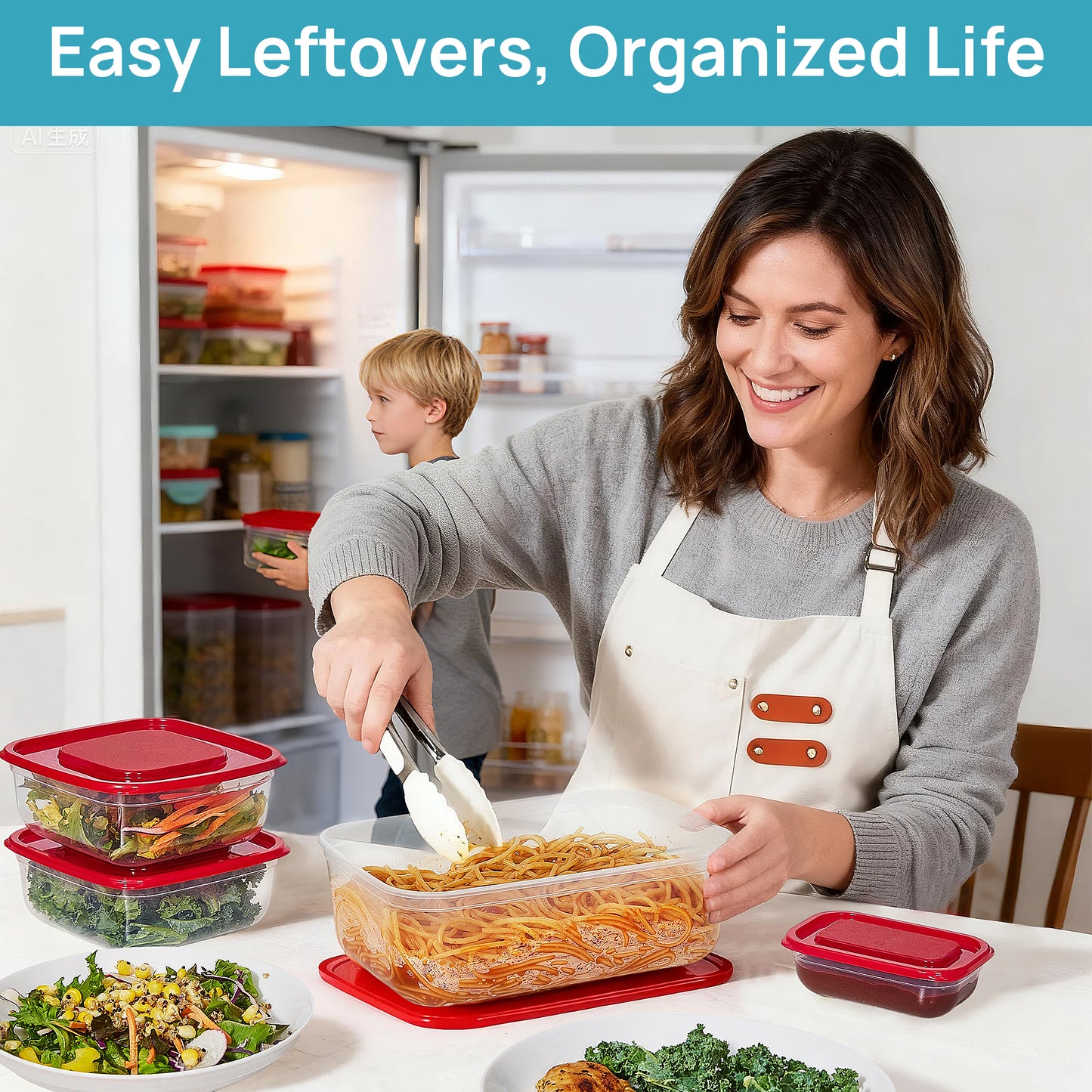 Sindcom 18 Pieces Meal Prep Containers, 4-Size Plastic, Containers with Lids for Lunch,Leftover
