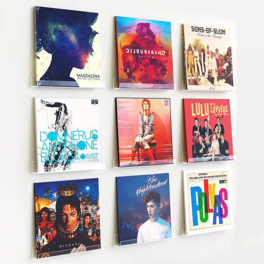 Sindcom Vinyl Record Holder Wall Mount Album Shelve Record Holder , Easy Install Acrylic Vinyl Display Shelf in Office Home, 9 Pcs