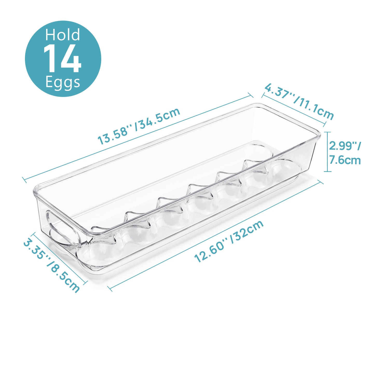Sindcom Egg Storage Container for Refrigerator, 2 PACK Egg Holder, Stackable Tray Holds 14 Eggs