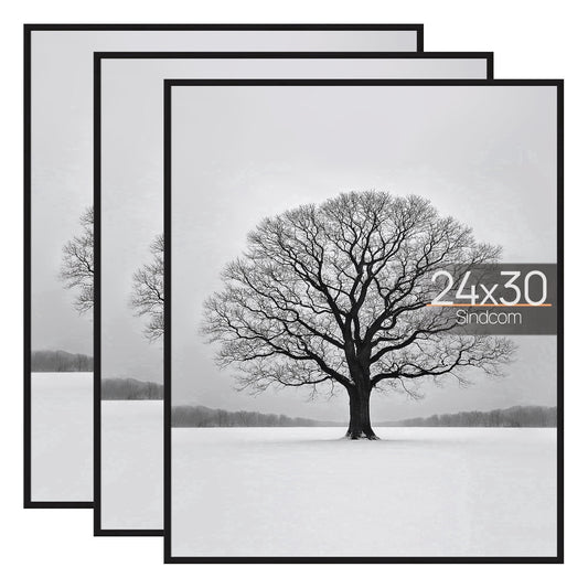 Sindcom 24x30 Picture Frames , Gallery Wall Poster Frames Set of 3 , Black